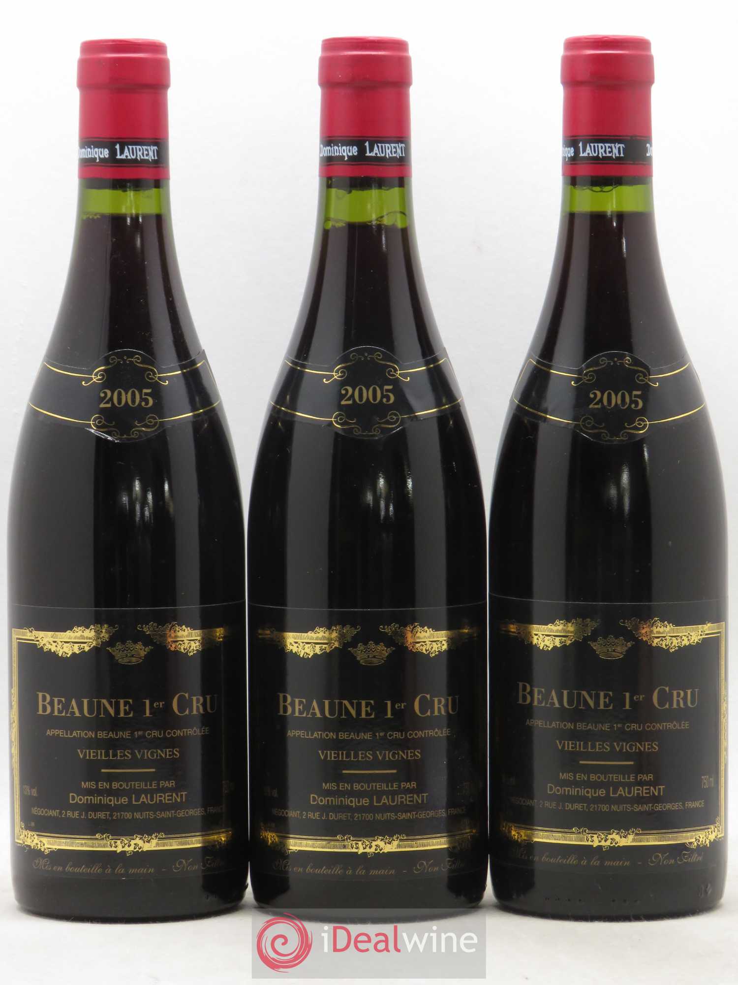 Beaune 1er Cru Vieilles Vignes Dominique Laurent 2005 - Lot de 3 bouteilles - 0