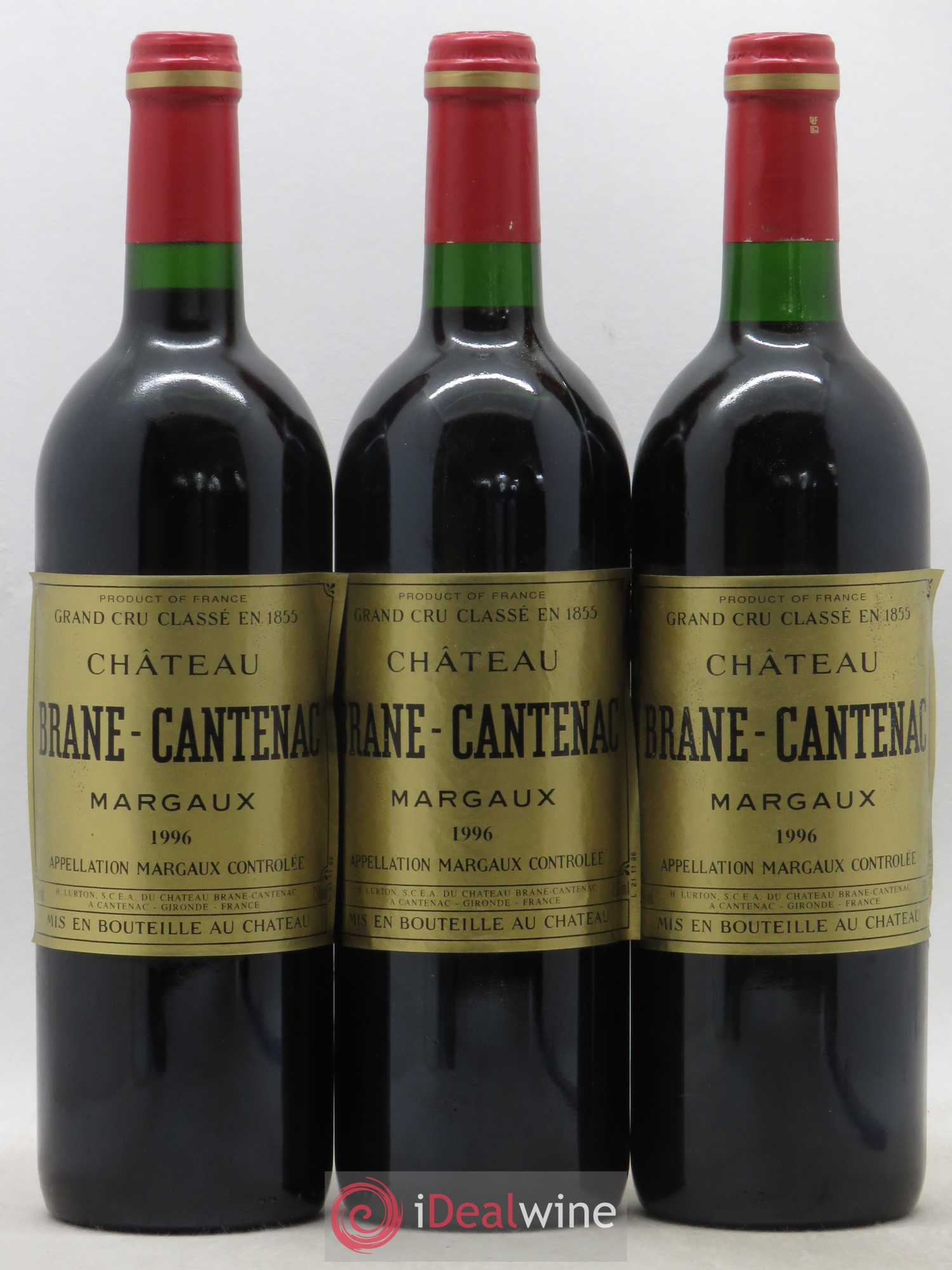 Château Brane Cantenac 2ème Grand Cru Classé 1996 - Lot de 3 bouteilles - 0