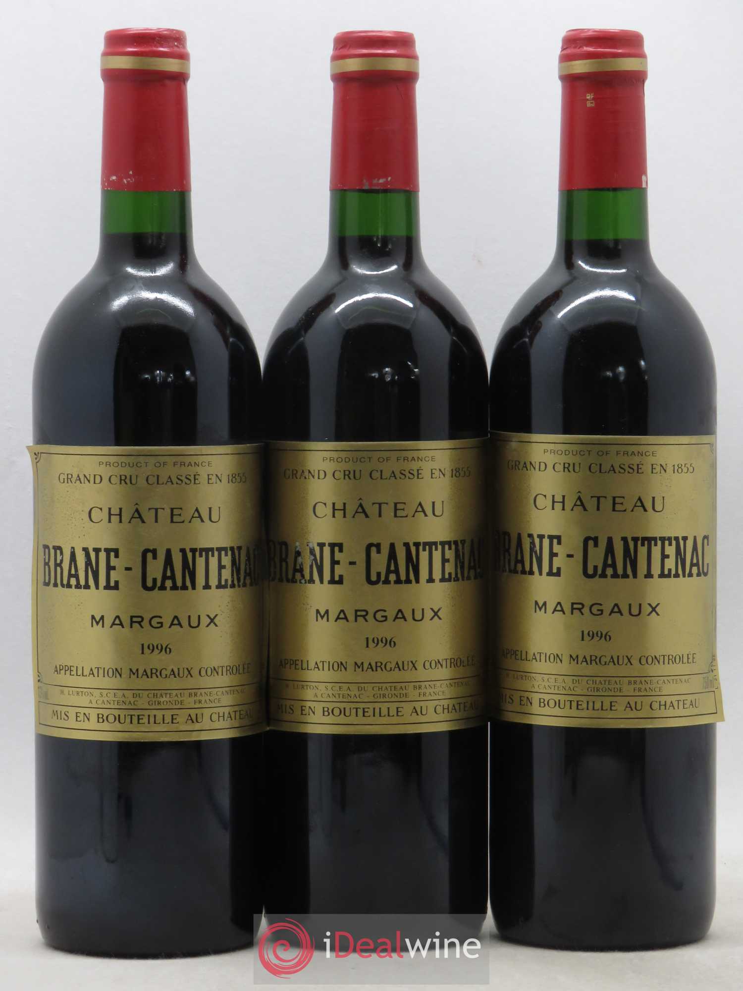 Château Brane Cantenac 2ème Grand Cru Classé 1996 - Lot de 3 bouteilles - 0