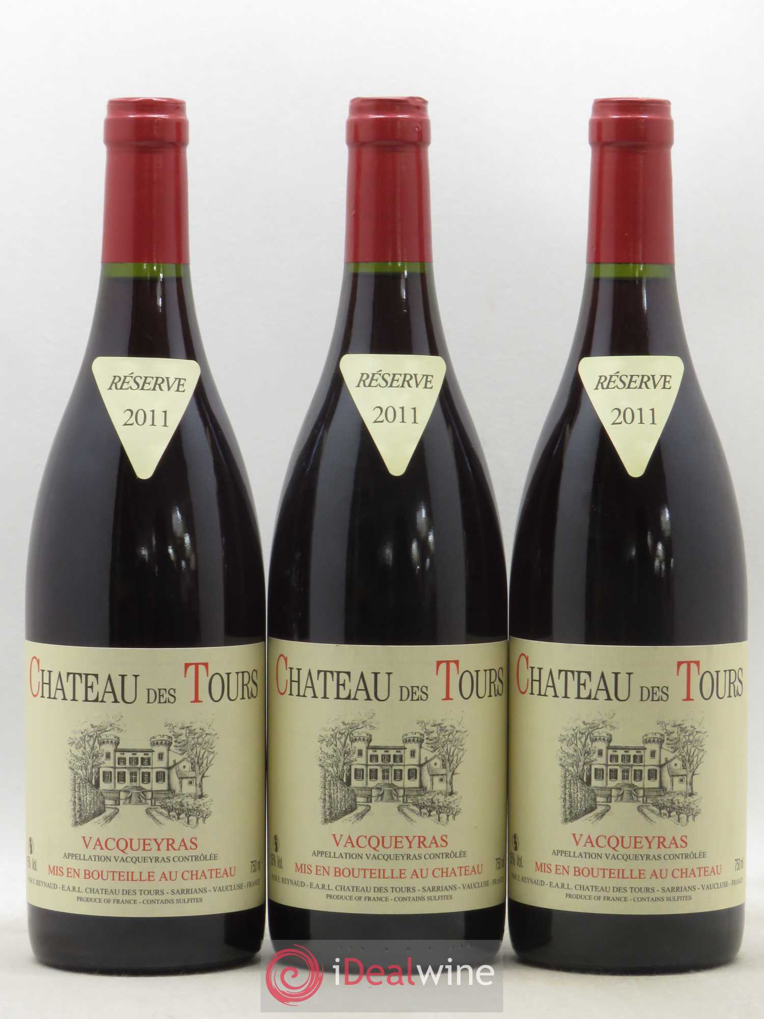 Vacqueyras Château des Tours Emmanuel Reynaud 2011 - Lot de 3 bouteilles - 0
