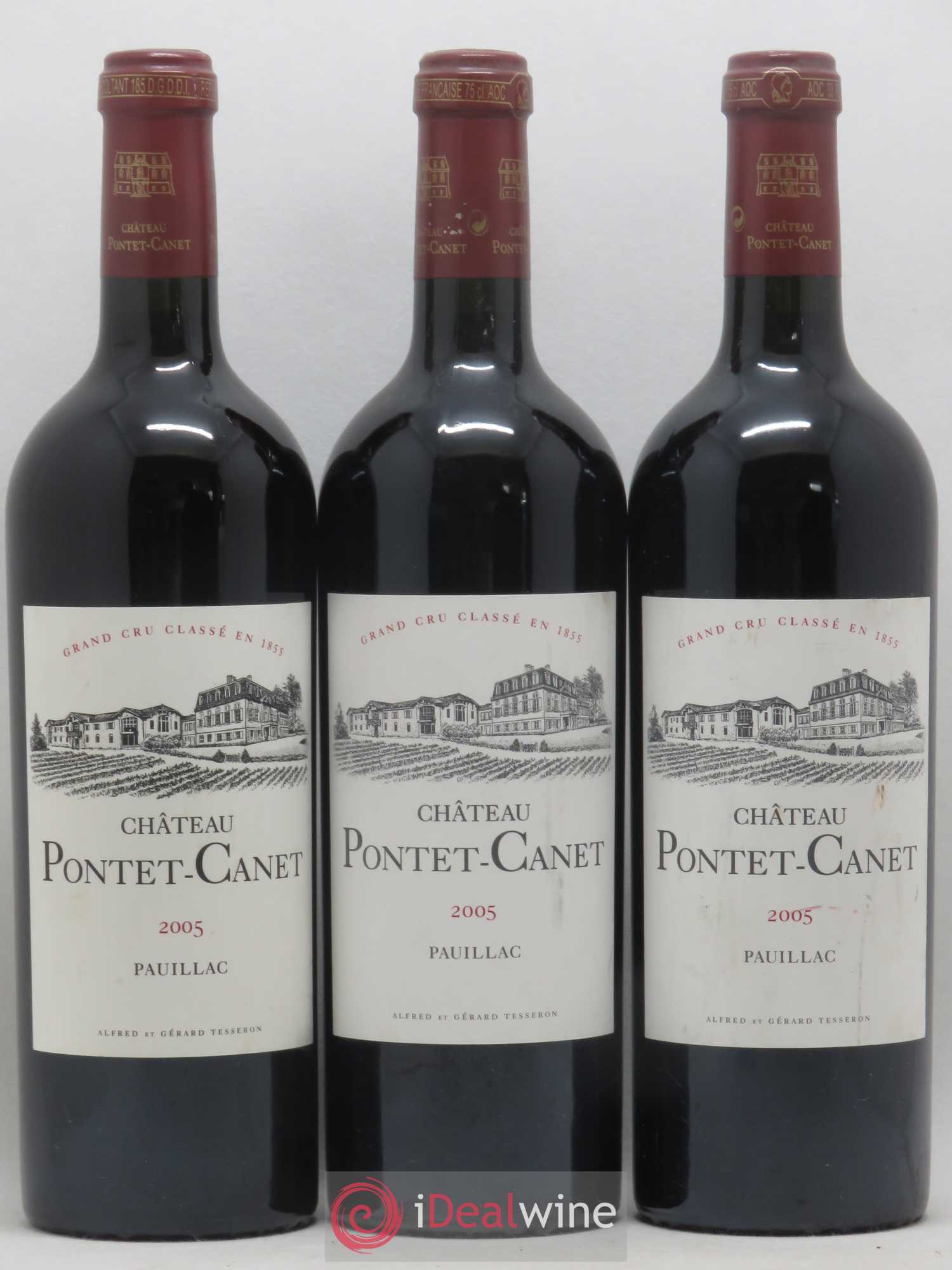 Château Pontet Canet 5ème Grand Cru Classé 2005 - Lot de 3 bouteilles - 0