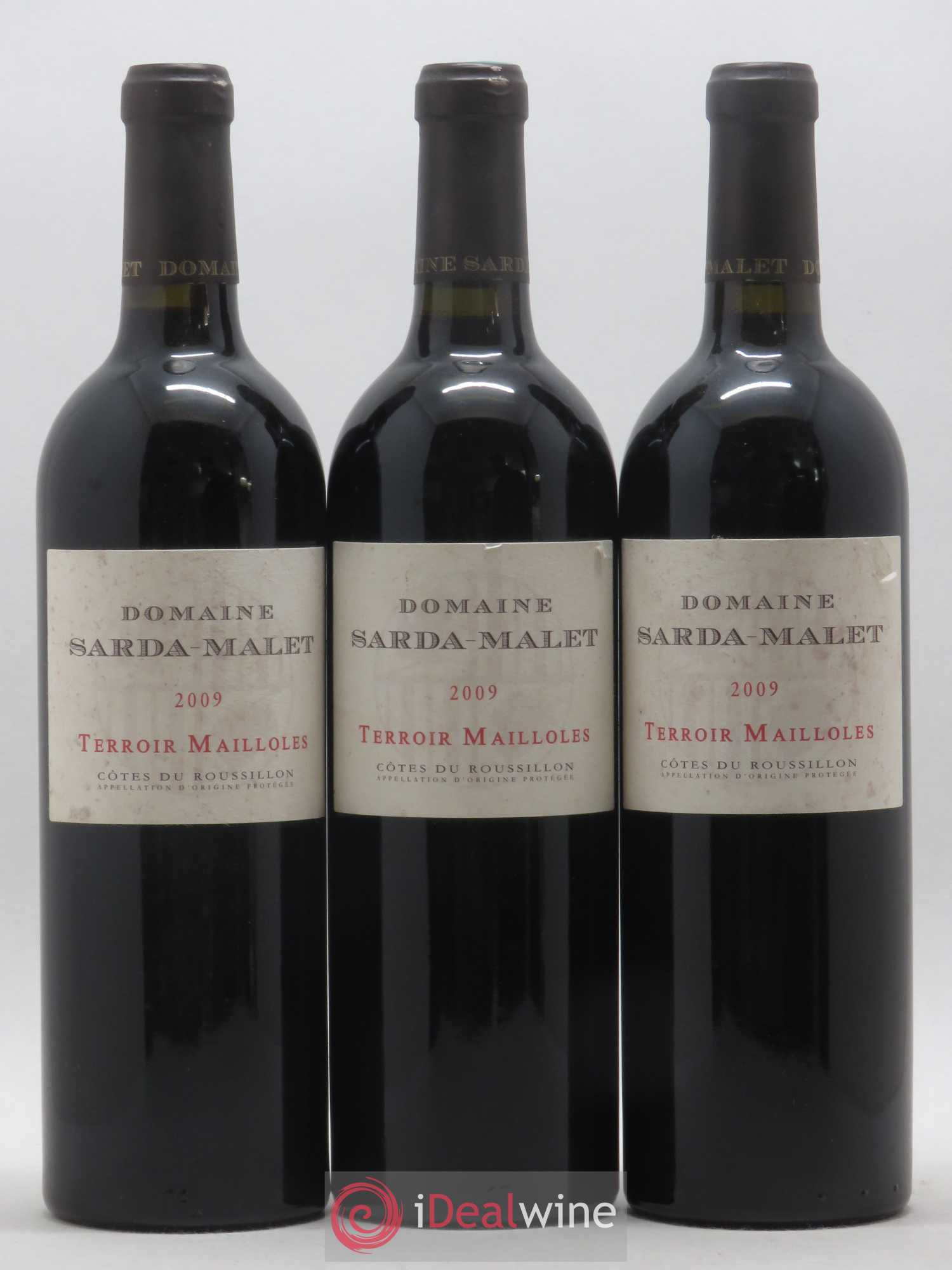 Côtes du Roussillon Domaine Sarda-Malet Terroir de Mailloles Jérôme Malet 2009 - Lot de 3 bouteilles - 0