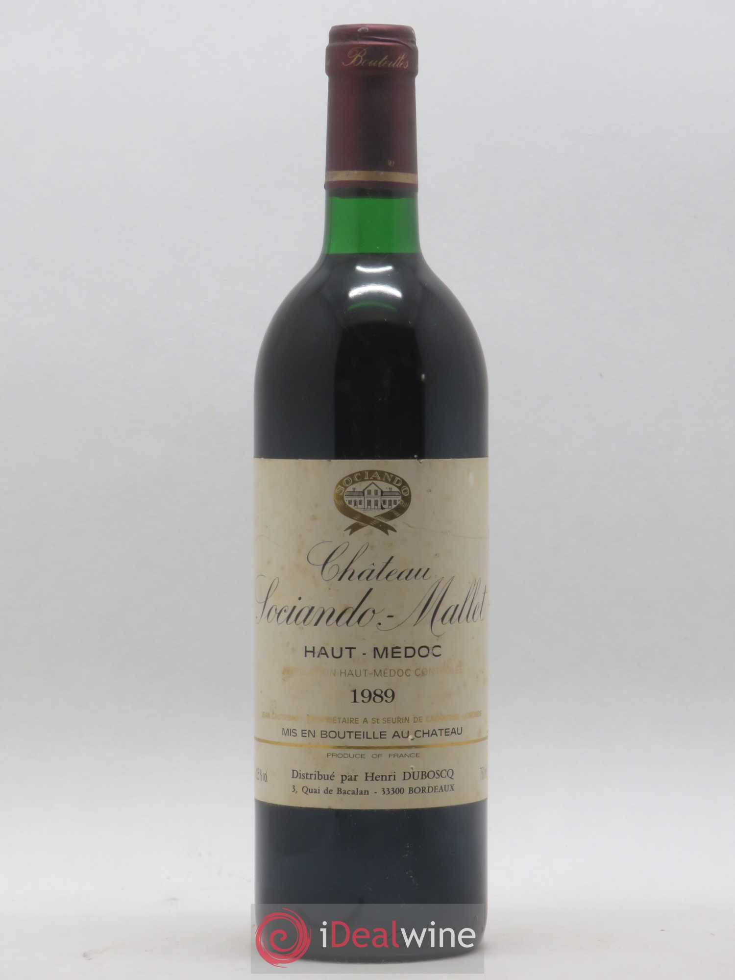 Château Sociando Mallet 1989 - Lot de 1 bouteille - 0
