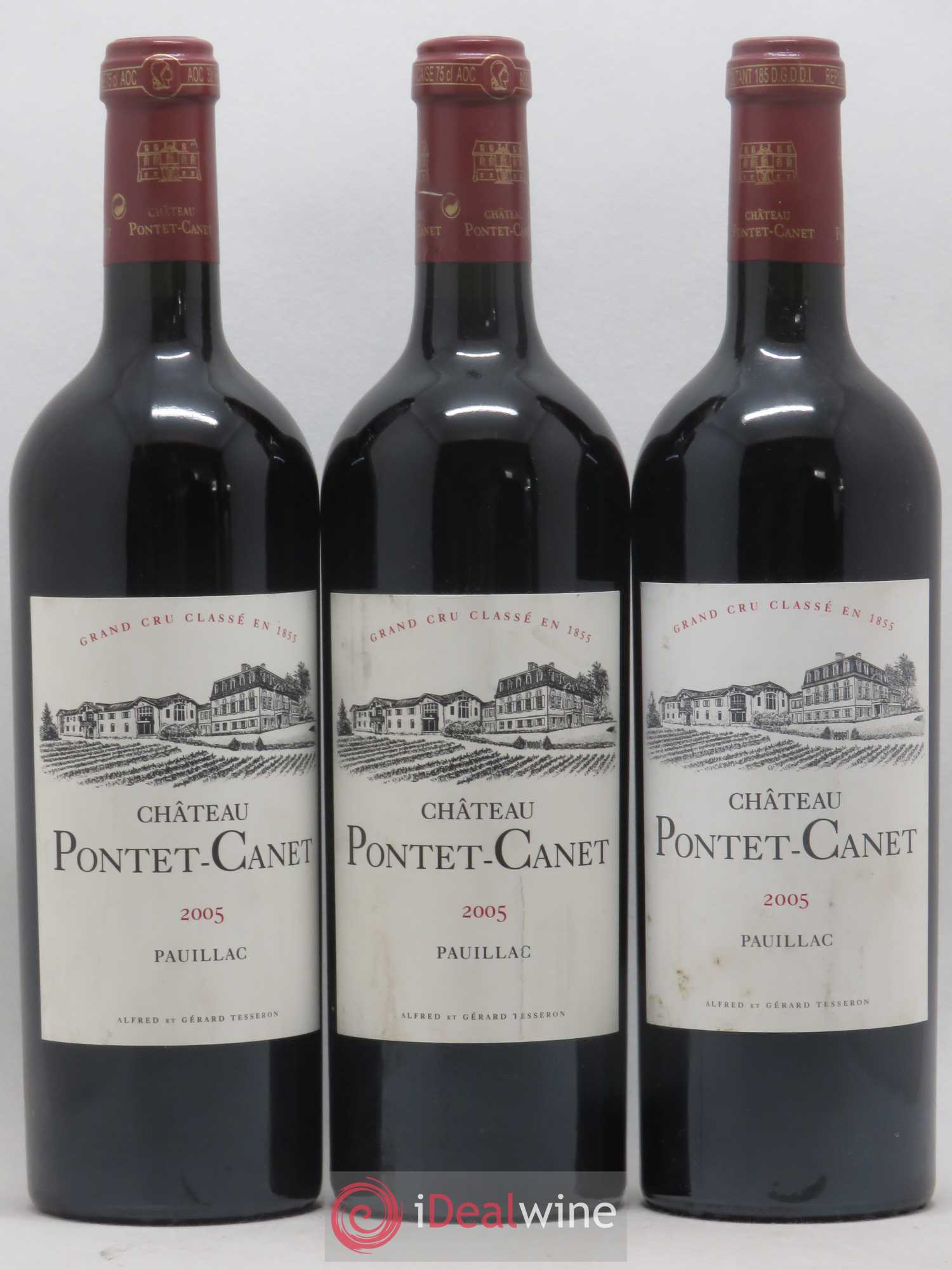 Château Pontet Canet 5ème Grand Cru Classé 2005 - Lot de 3 bouteilles - 0