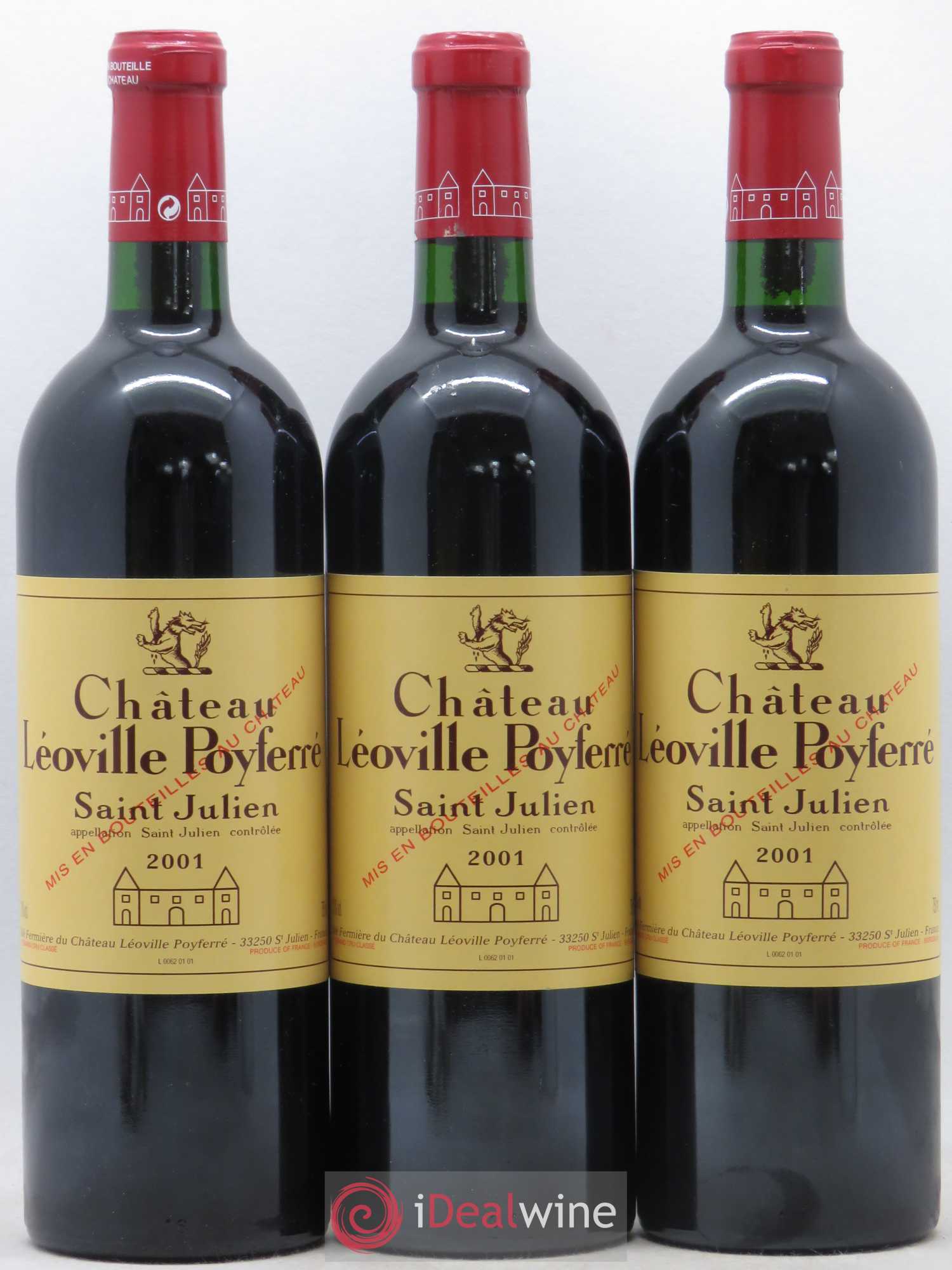 Château Léoville Poyferré 2ème Grand Cru Classé 2001 - Lot de 3 bouteilles - 0