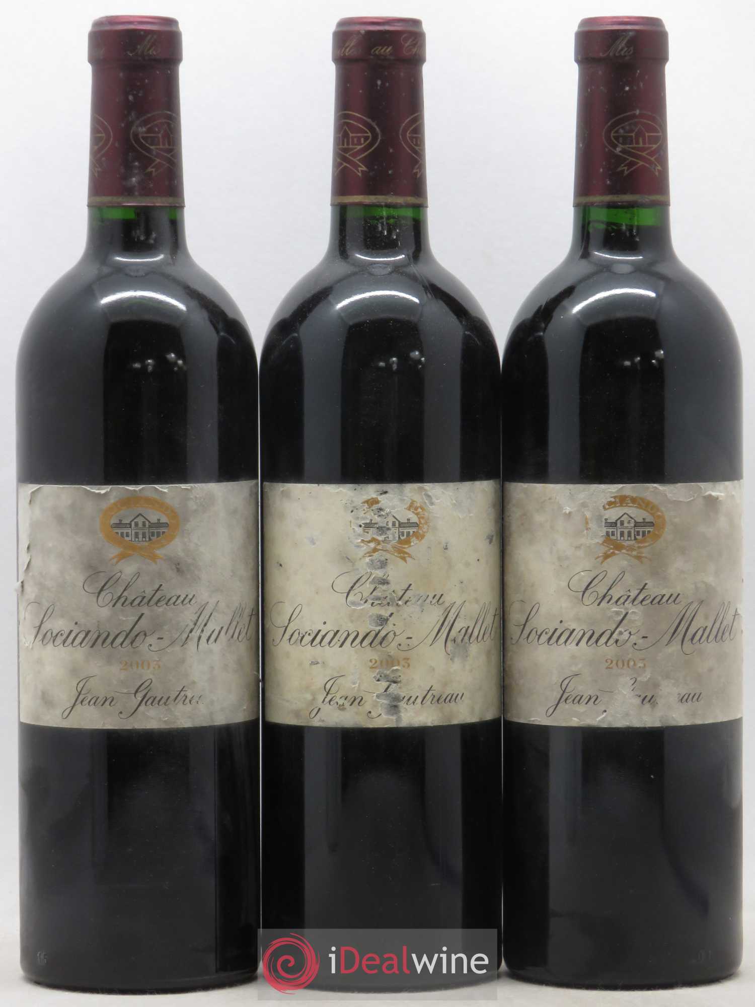 Château Sociando Mallet 2003 - Lot de 3 bouteilles - 0