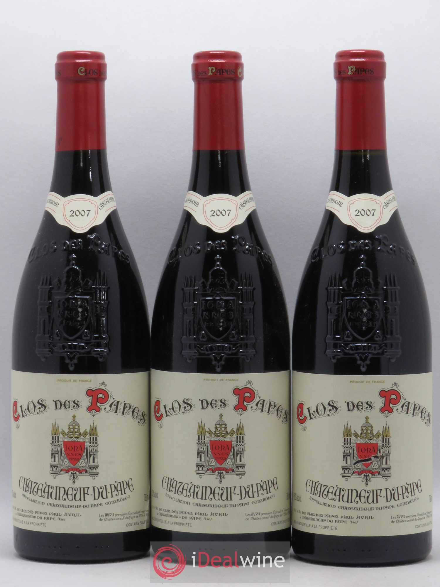 Châteauneuf-du-Pape Clos des Papes - Paul Avril 2007 - Lot de 3 bouteilles - 0