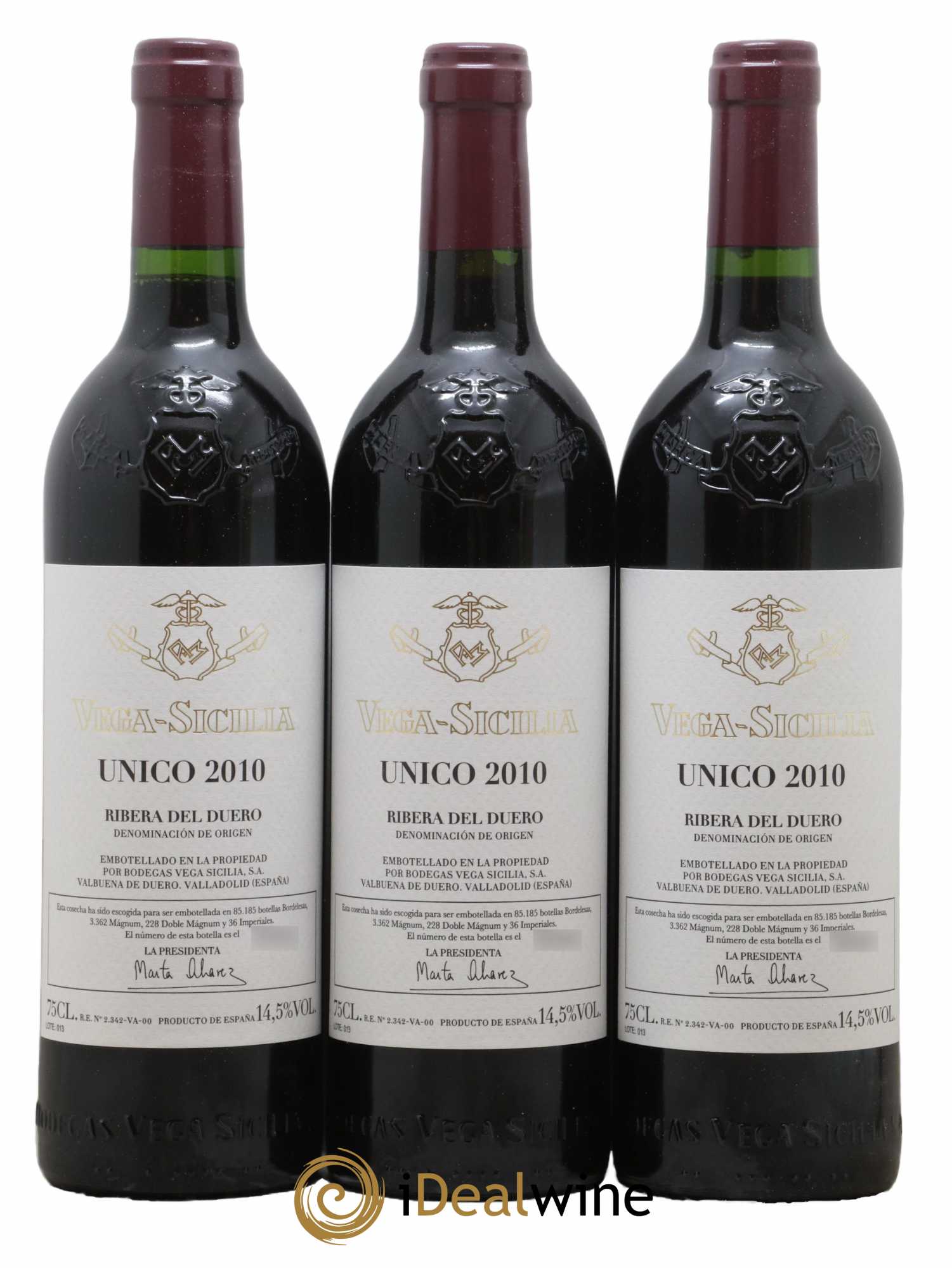 Ribera Del Duero DO Vega Sicilia Unico Famille Alvarez 2010 - Lot de 3 bouteilles - 0