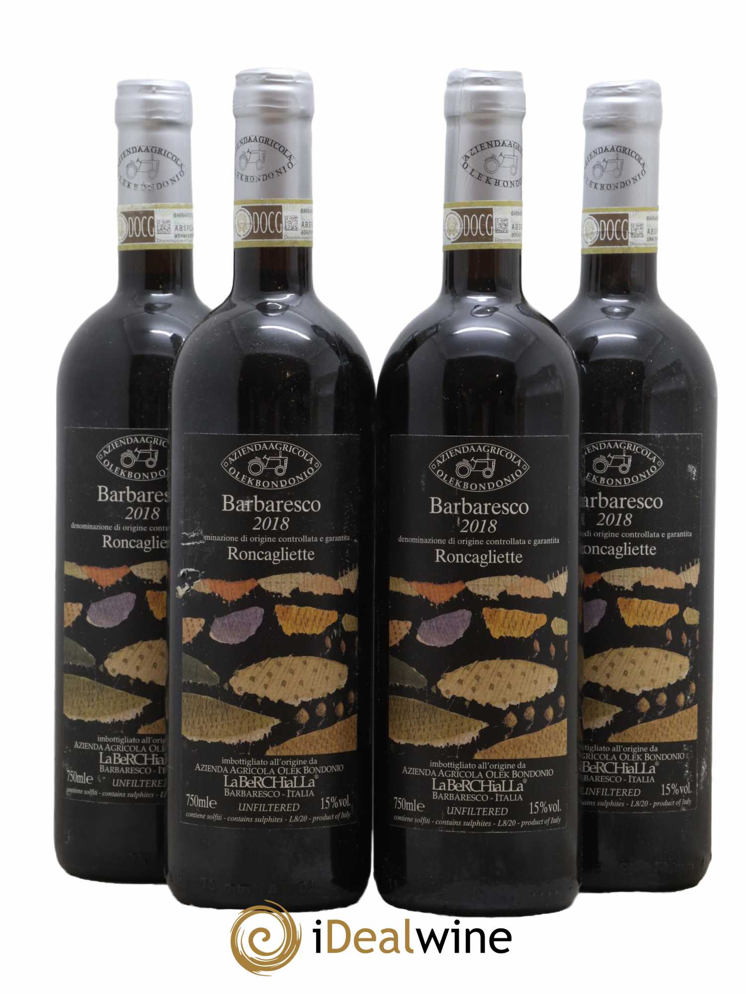 Barbaresco DOCG Olek Bond Onio Roncagliette la Berchialla 2018 - Lot de 4 bouteilles - 0