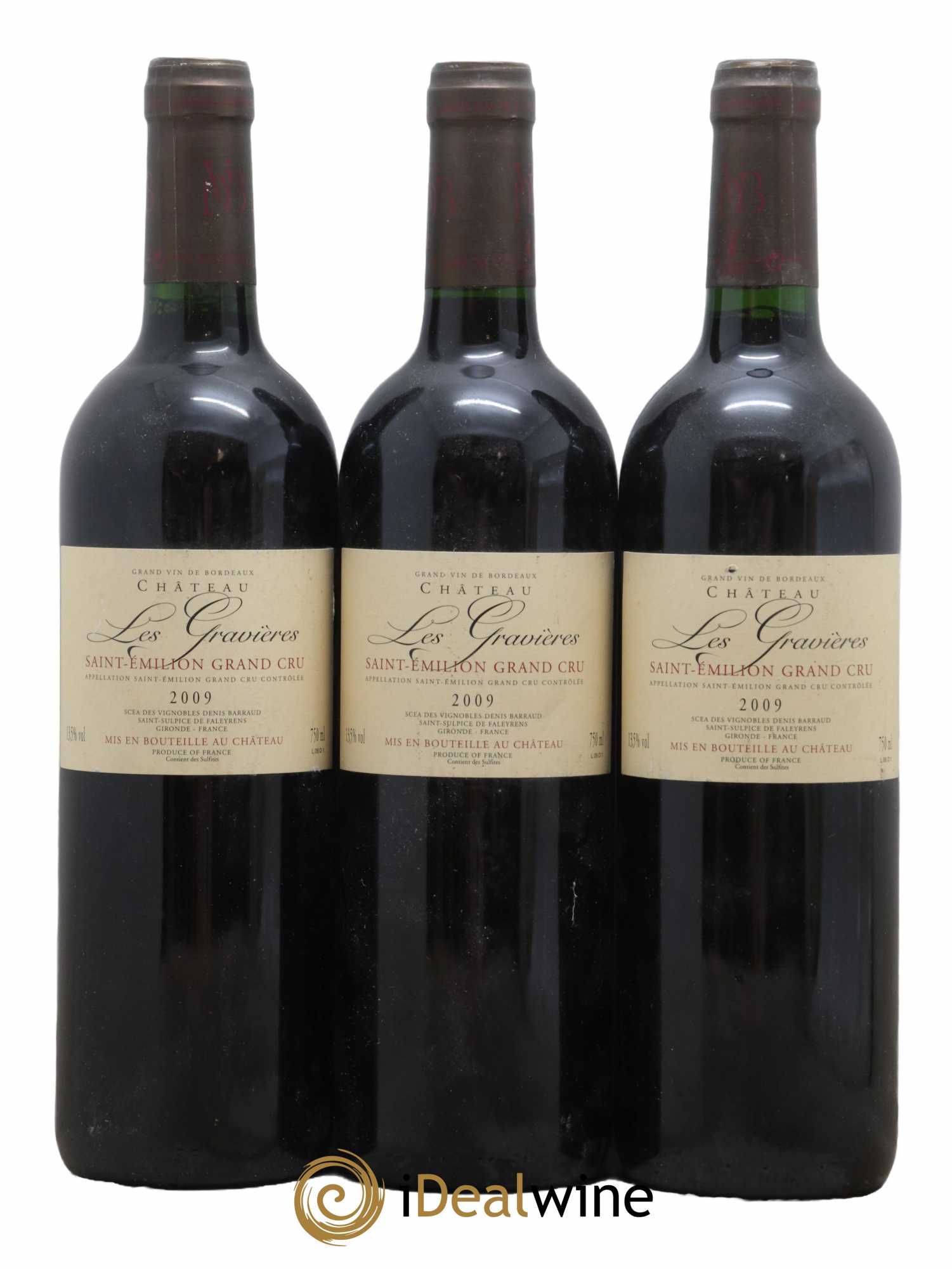 Saint-Émilion Grand Cru Château Les Gravieres 2009 - Lot de 3 bouteilles - 0