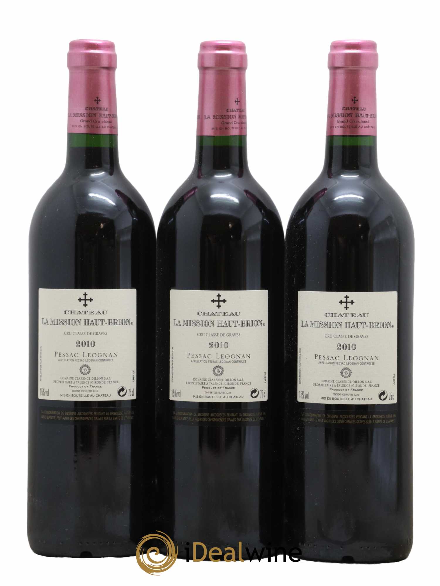 Château la Mission Haut-Brion Cru Classé de Graves 2010 - Lot of 3 bottles - 1