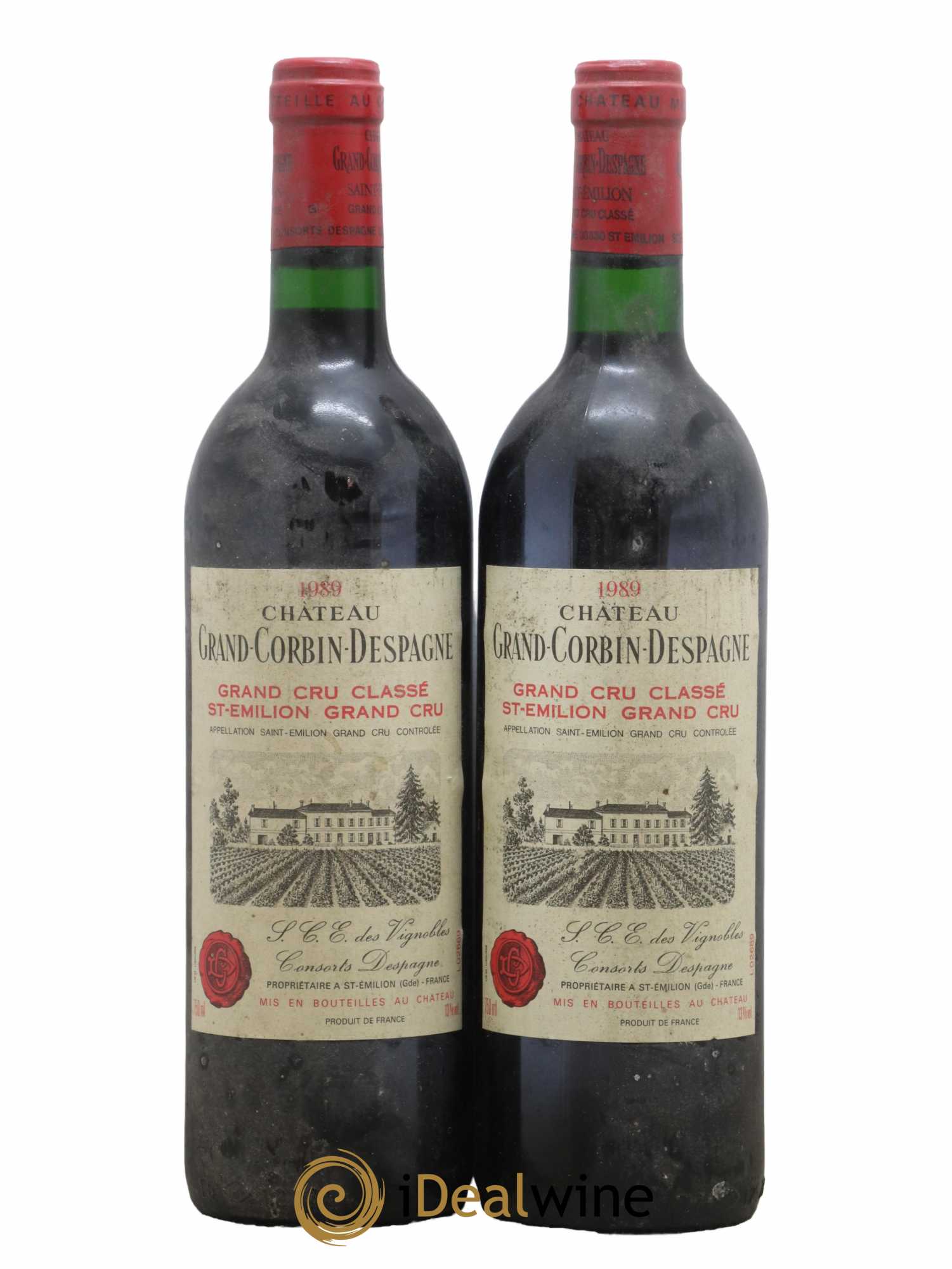 Château Grand Corbin Despagne Grand Cru Classé 1989 - Lot de 2 bouteilles - 0
