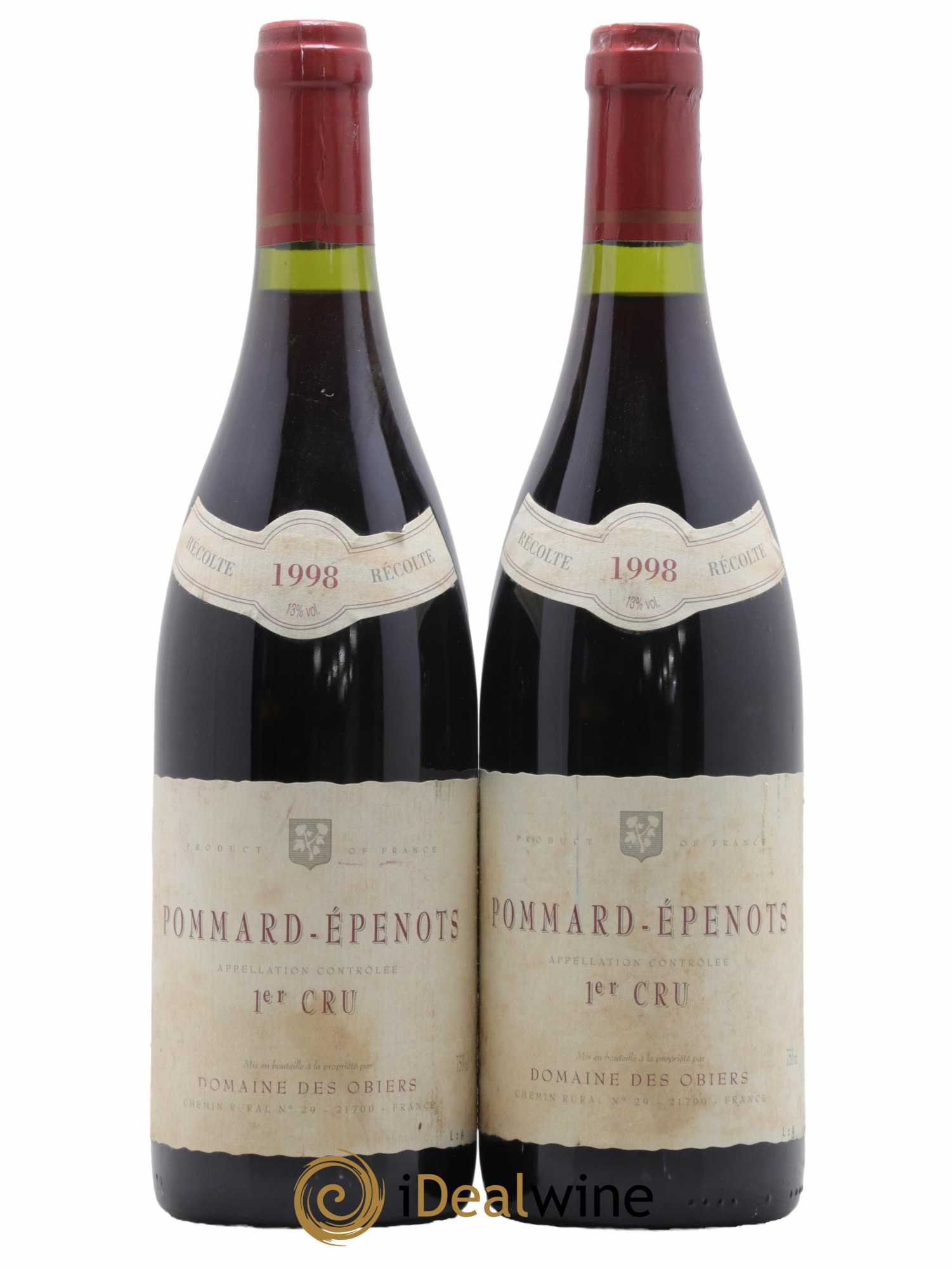 Pommard 1er Cru Epenots Domaine des Obiers 1998 - Lot de 2 bouteilles - 0