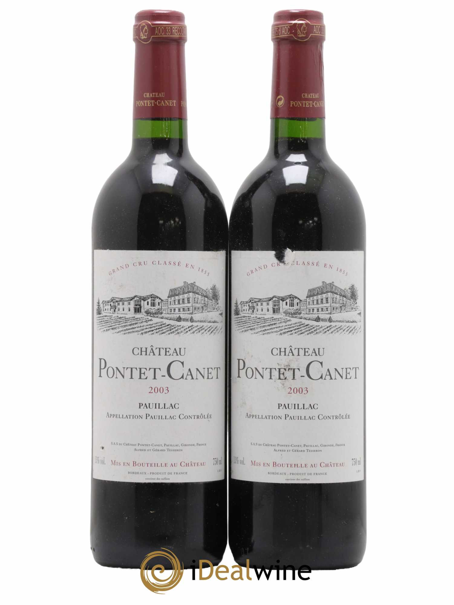Château Pontet Canet 5ème Grand Cru Classé 2003 - Lot de 2 bouteilles - 0