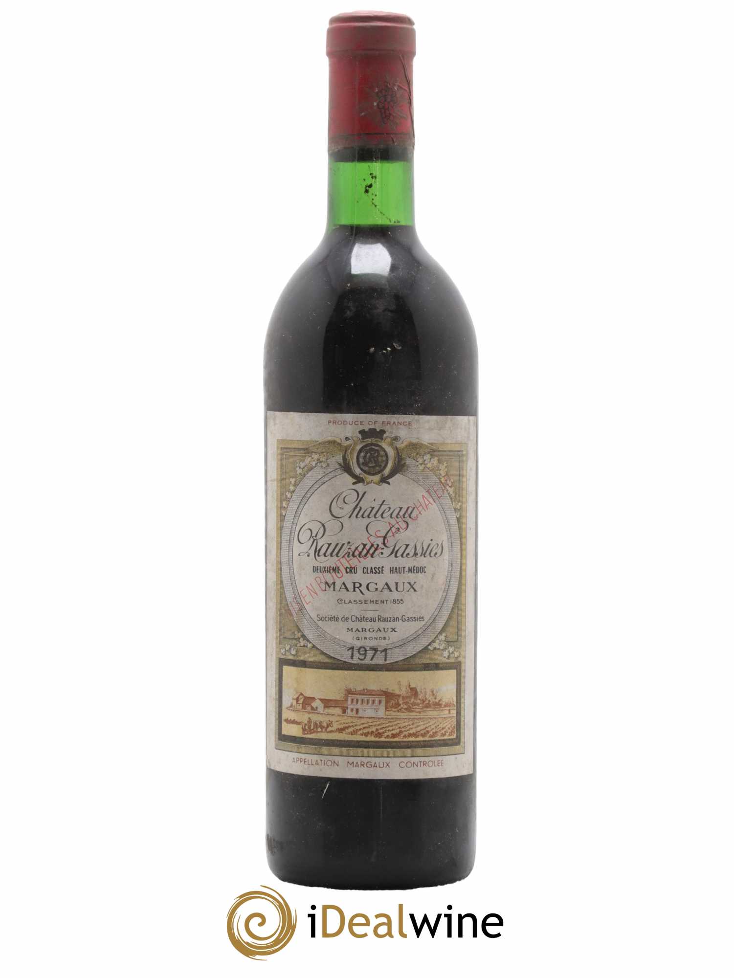 Château Rauzan-Gassies 2ème Grand Cru Classé 1971 - Lot de 1 bouteille - 0