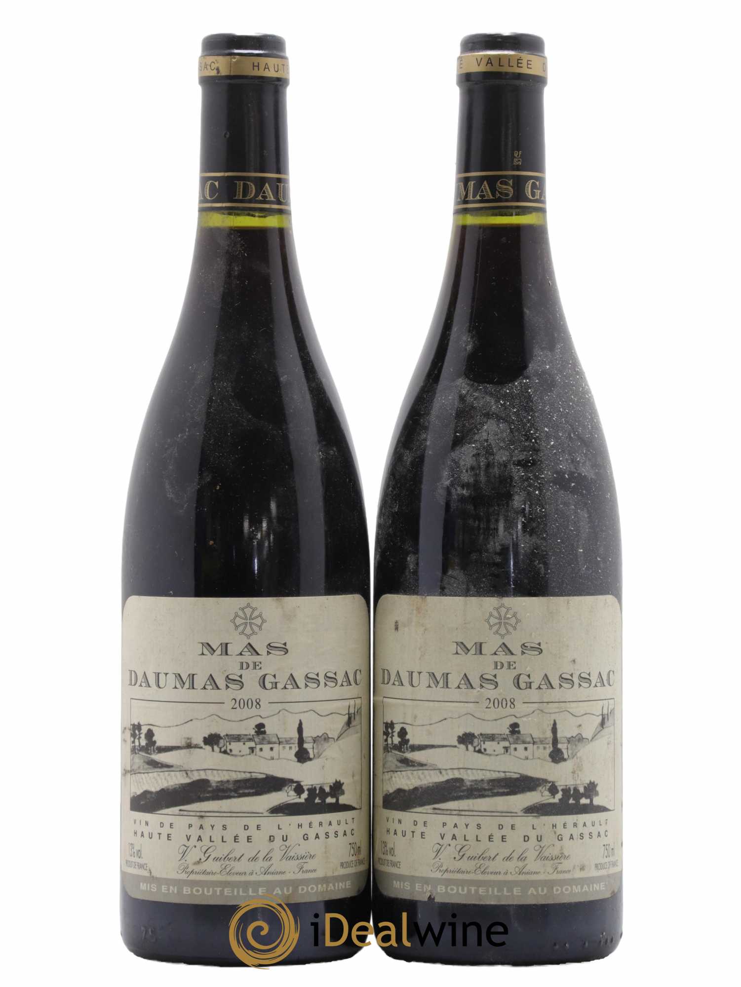 Saint-Guilhem-le-Désert - Cité d'Aniane Mas Daumas Gassac Famille Guibert de La Vaissière 2008 - Lot de 2 bouteilles - 0