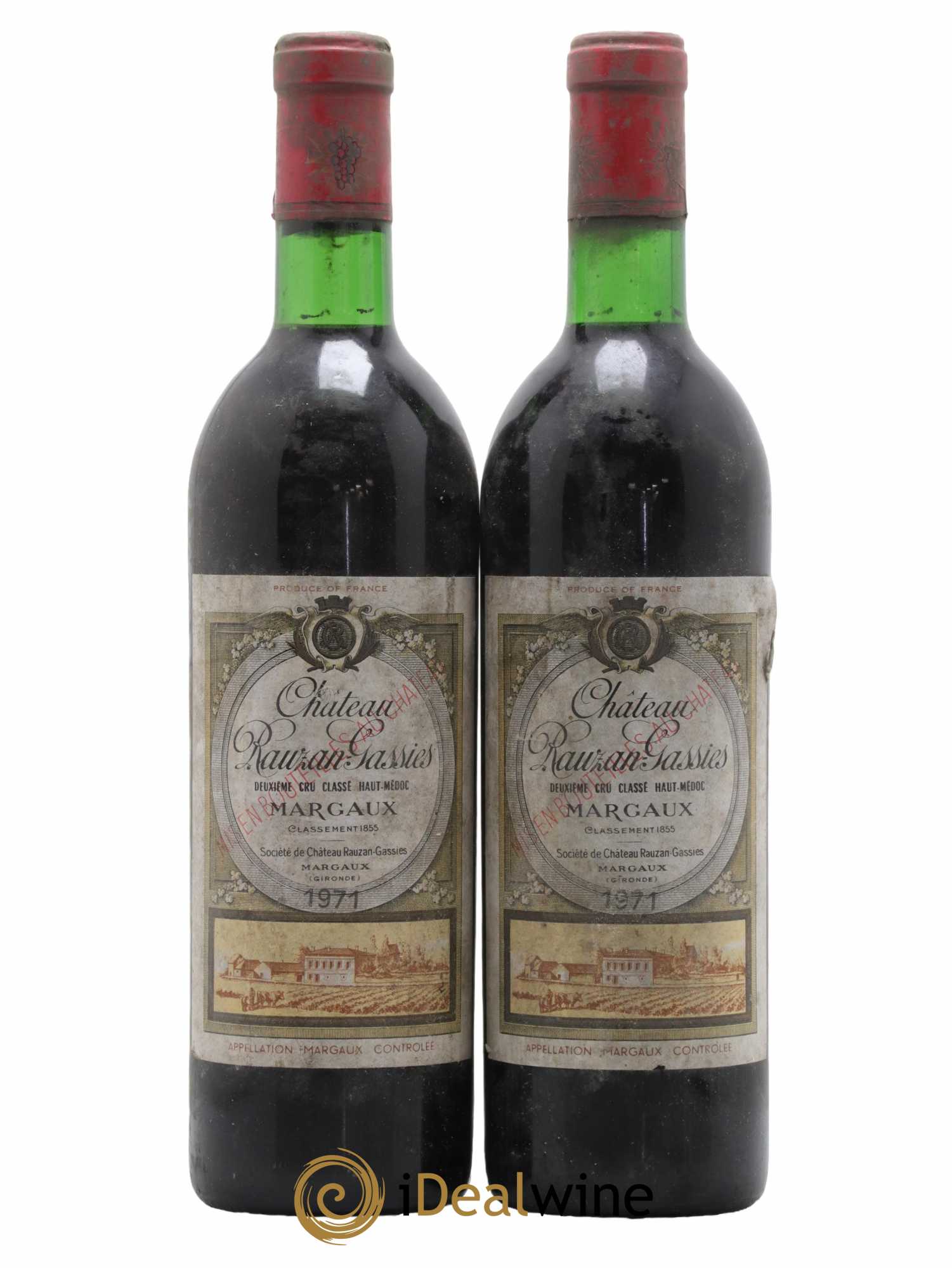 Château Rauzan-Gassies 2ème Grand Cru Classé 1971 - Lot de 2 bouteilles - 0