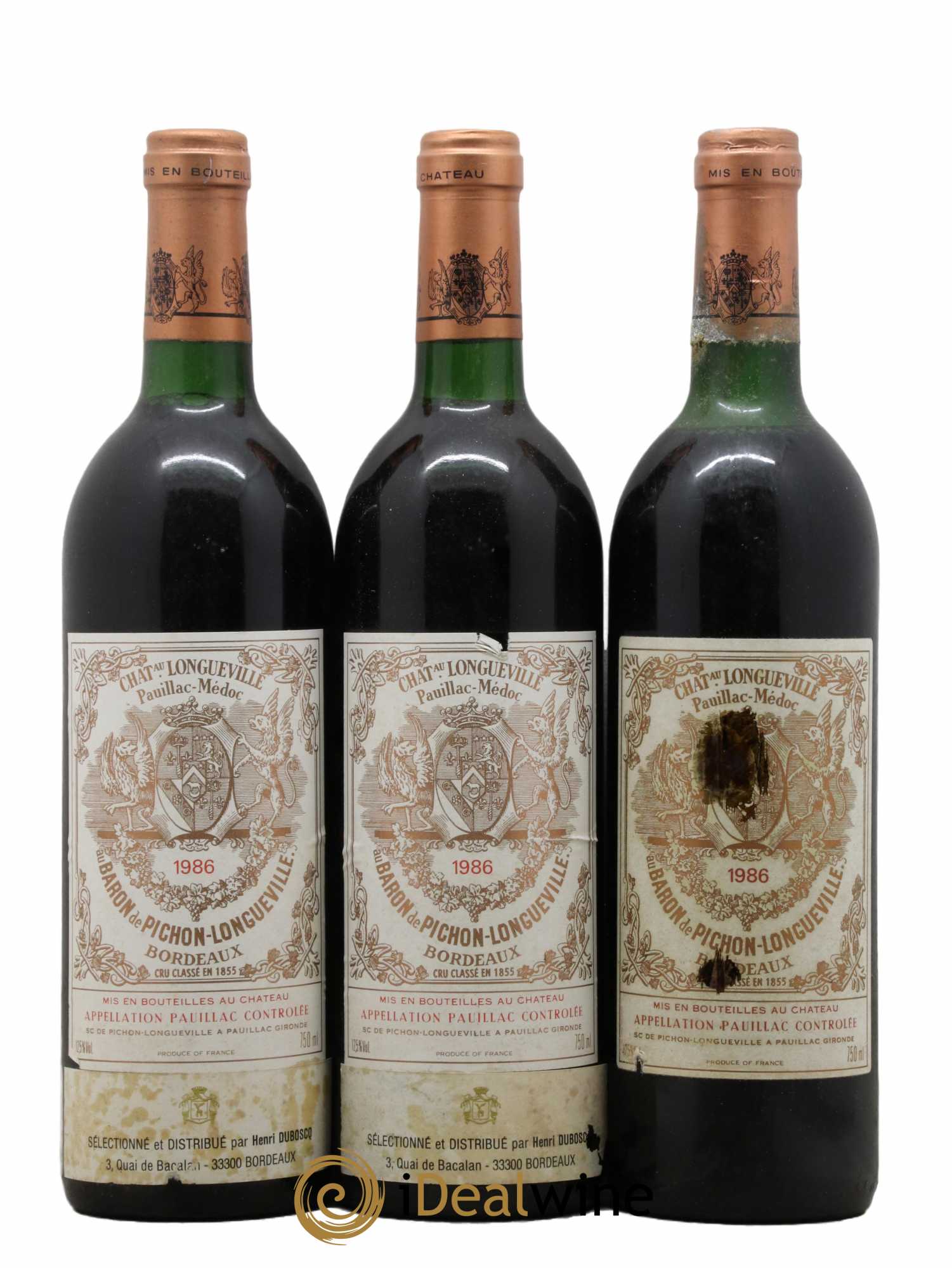 Pichon Longueville Baron 2ème Grand Cru Classé 1986 - Lot de 3 bouteilles - 0