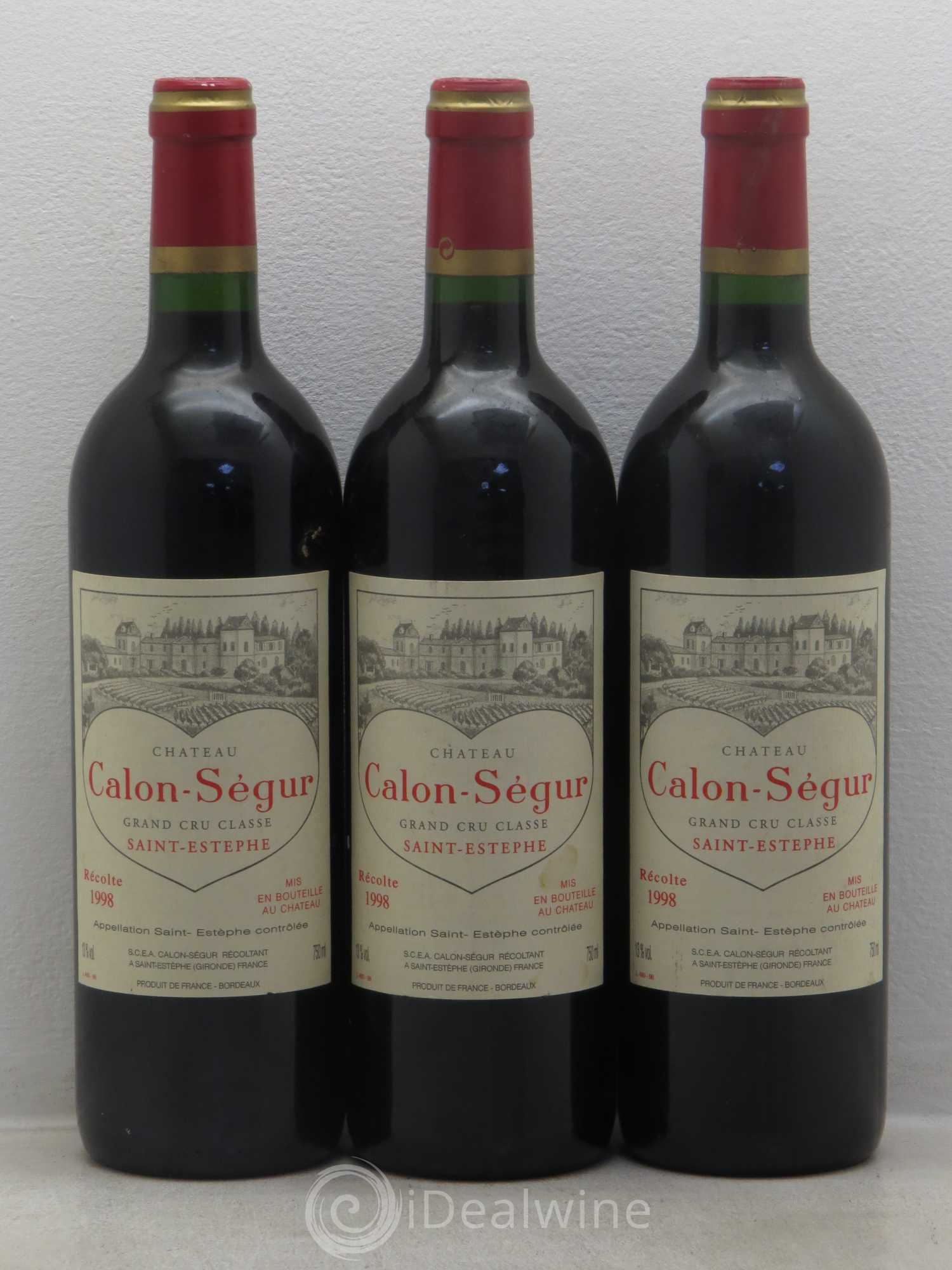 Château Calon Ségur 3ème Grand Cru Classé 1998 - Lot de 3 bouteilles - 0