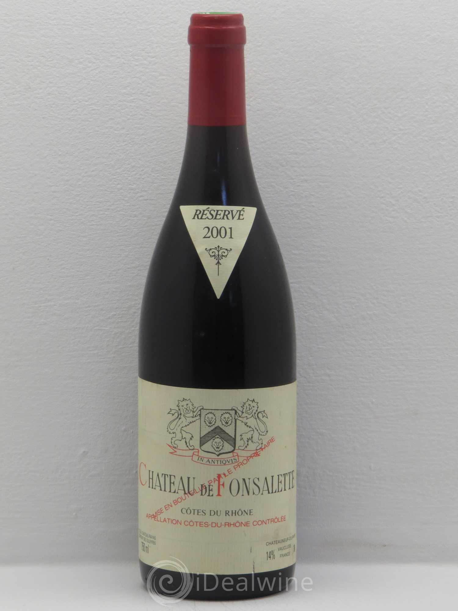 Côtes-du-Rhône Château de Fonsalette Emmanuel Reynaud 2001 - Lot de 1 bouteille - 0