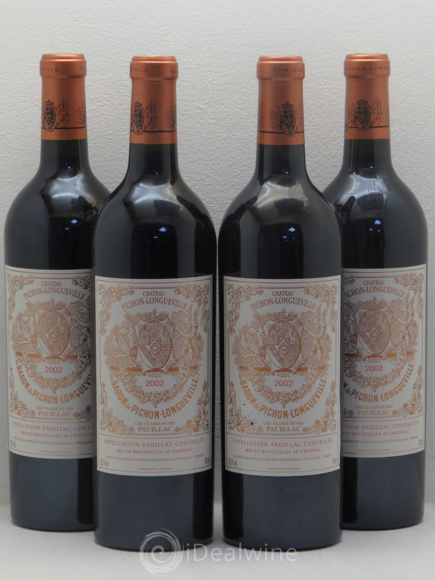 Pichon Longueville Baron 2ème Grand Cru Classé 2002 - Lot de 4 bouteilles - 0