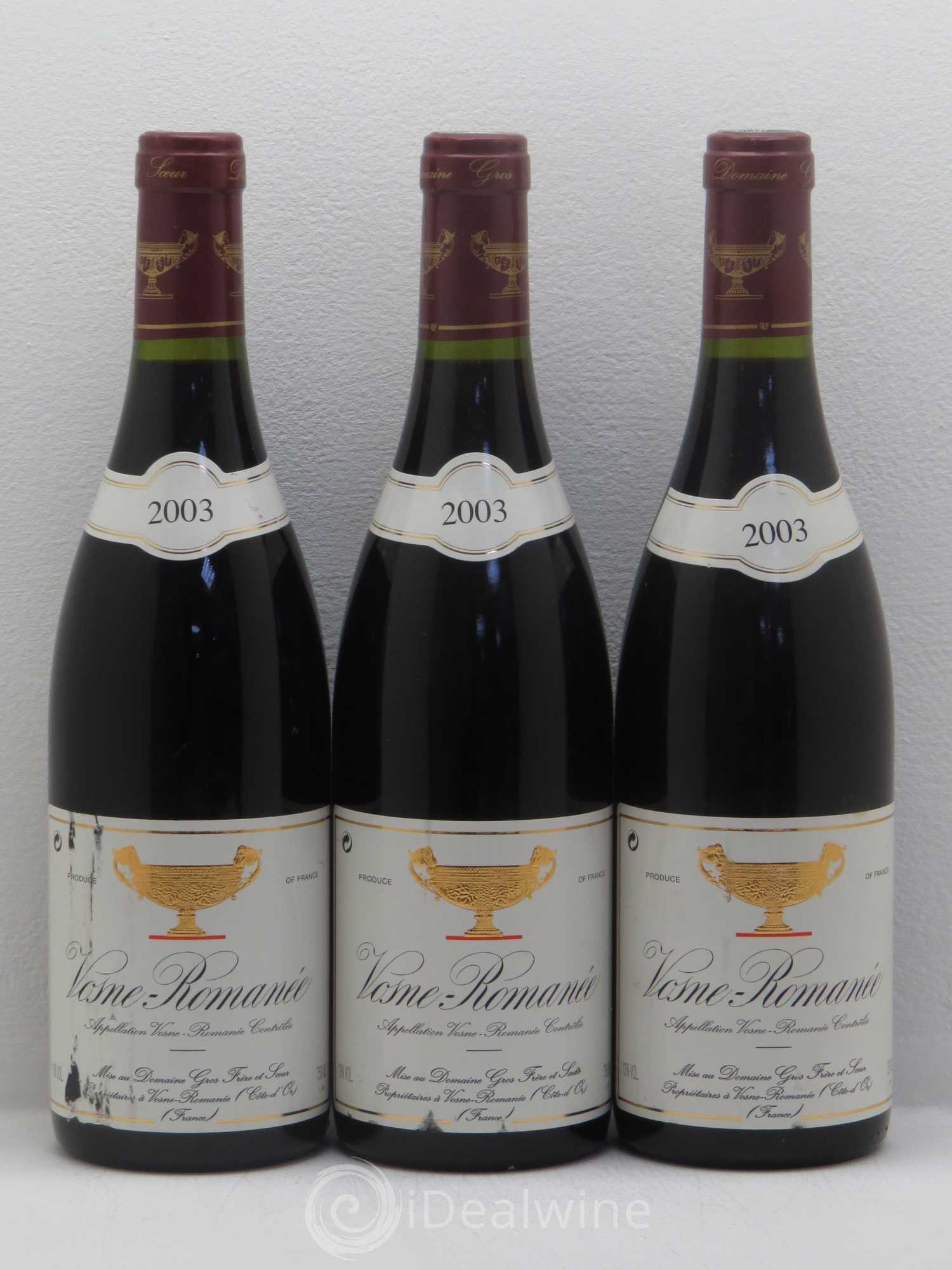 Vosne-Romanée Gros Frère & Soeur 2003 - Lot de 3 bouteilles - 0