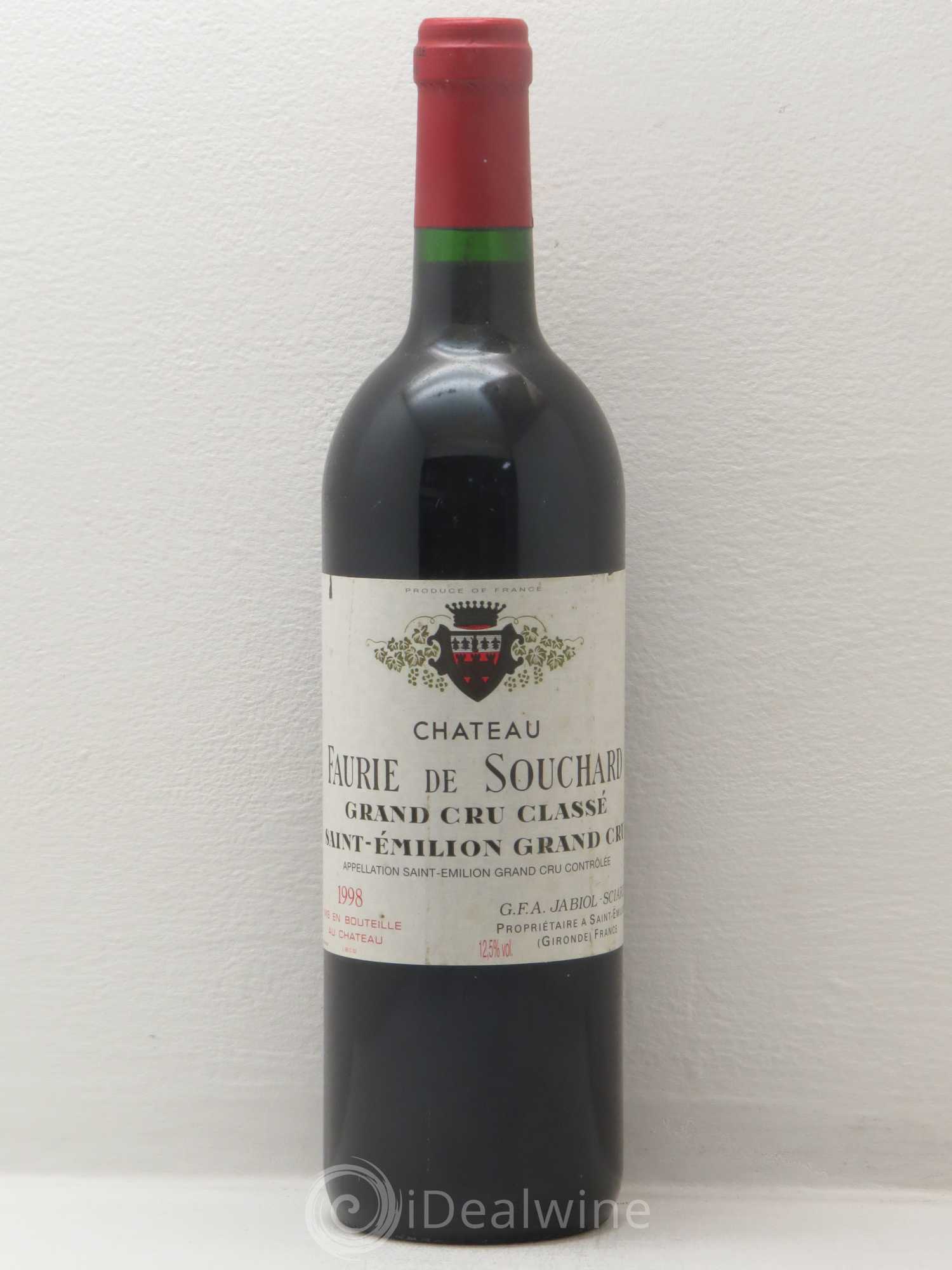 Château Faurie de Souchard Grand Cru Classé 1998 - Lot de 1 bouteille - 0