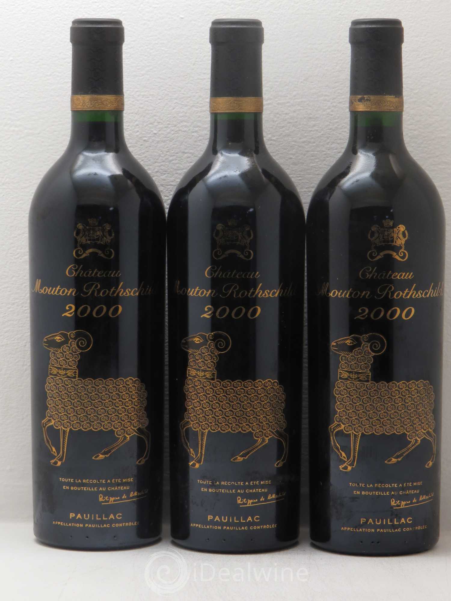 Château Mouton Rothschild 1er Grand Cru Classé 2000 - Lot de 3 bouteilles - 0