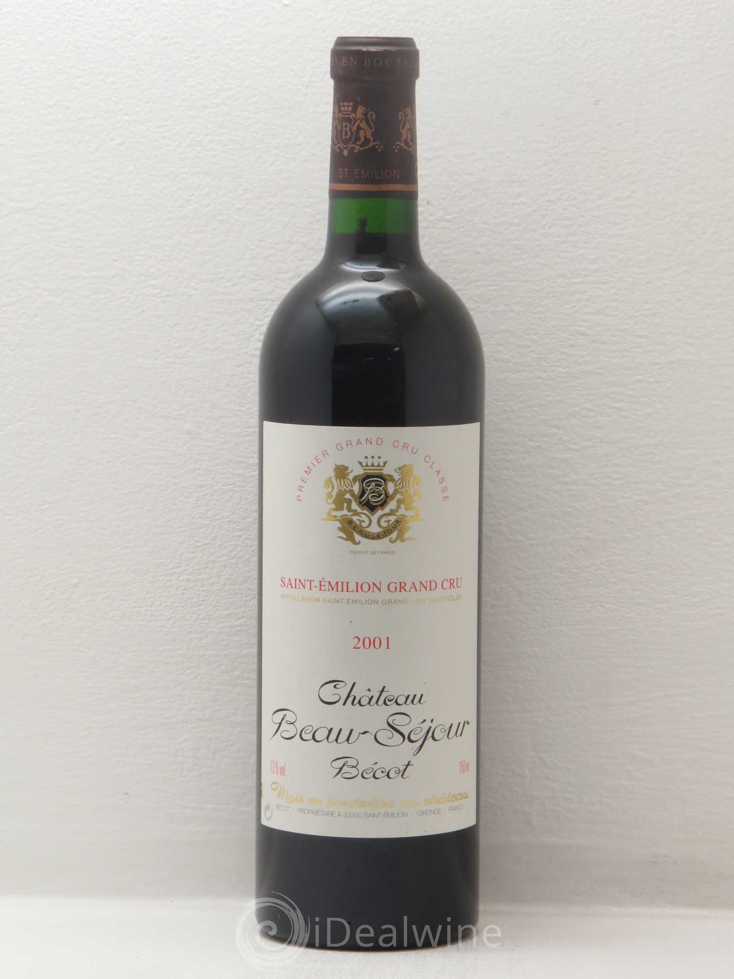 Château Beau-Séjour Bécot 1er Grand Cru Classé B 2001 - Lot de 1 bouteille - 0