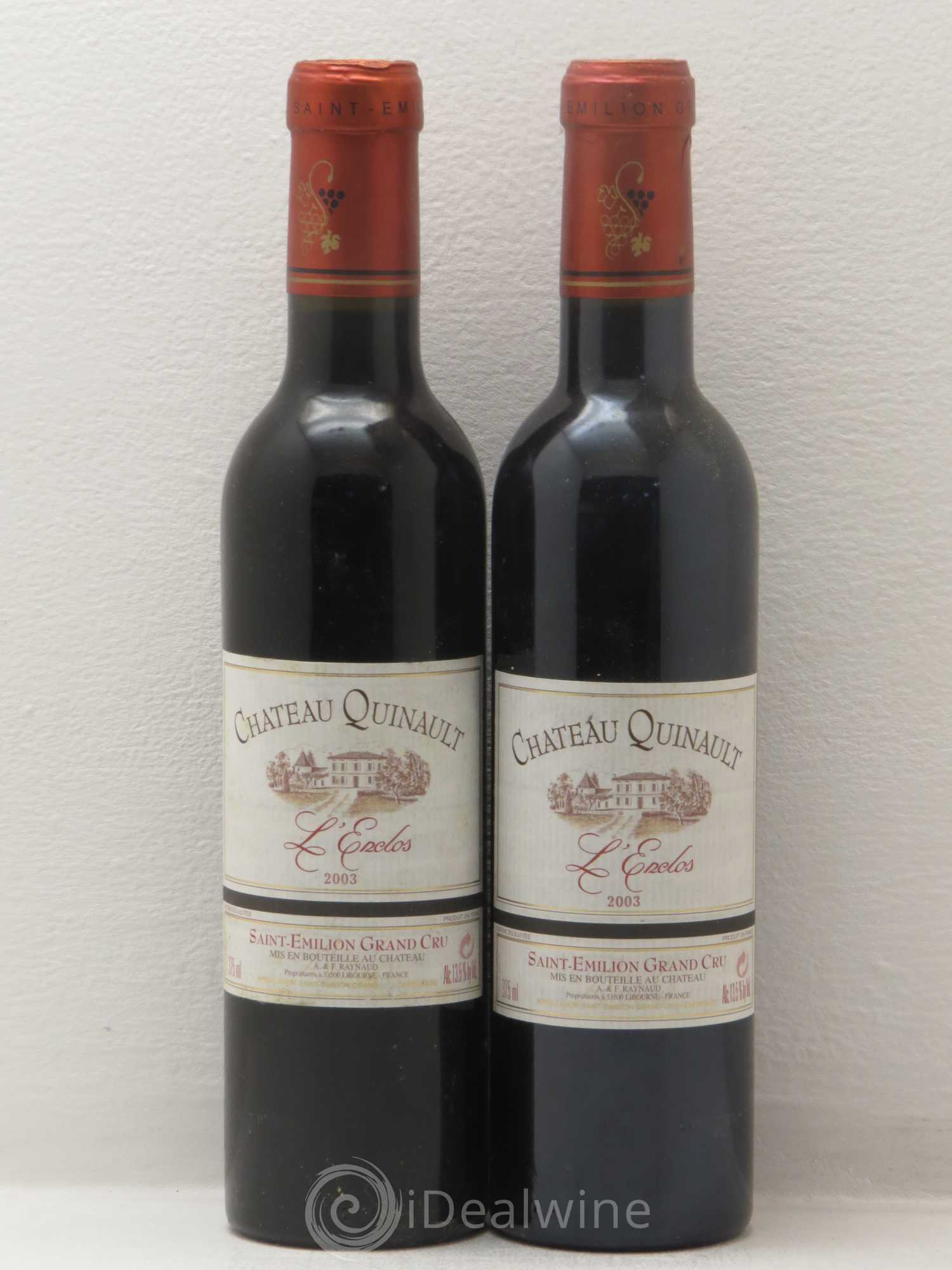 Château Quinault L'Enclos 2003 - Lot de 2 demi bouteilles - 0