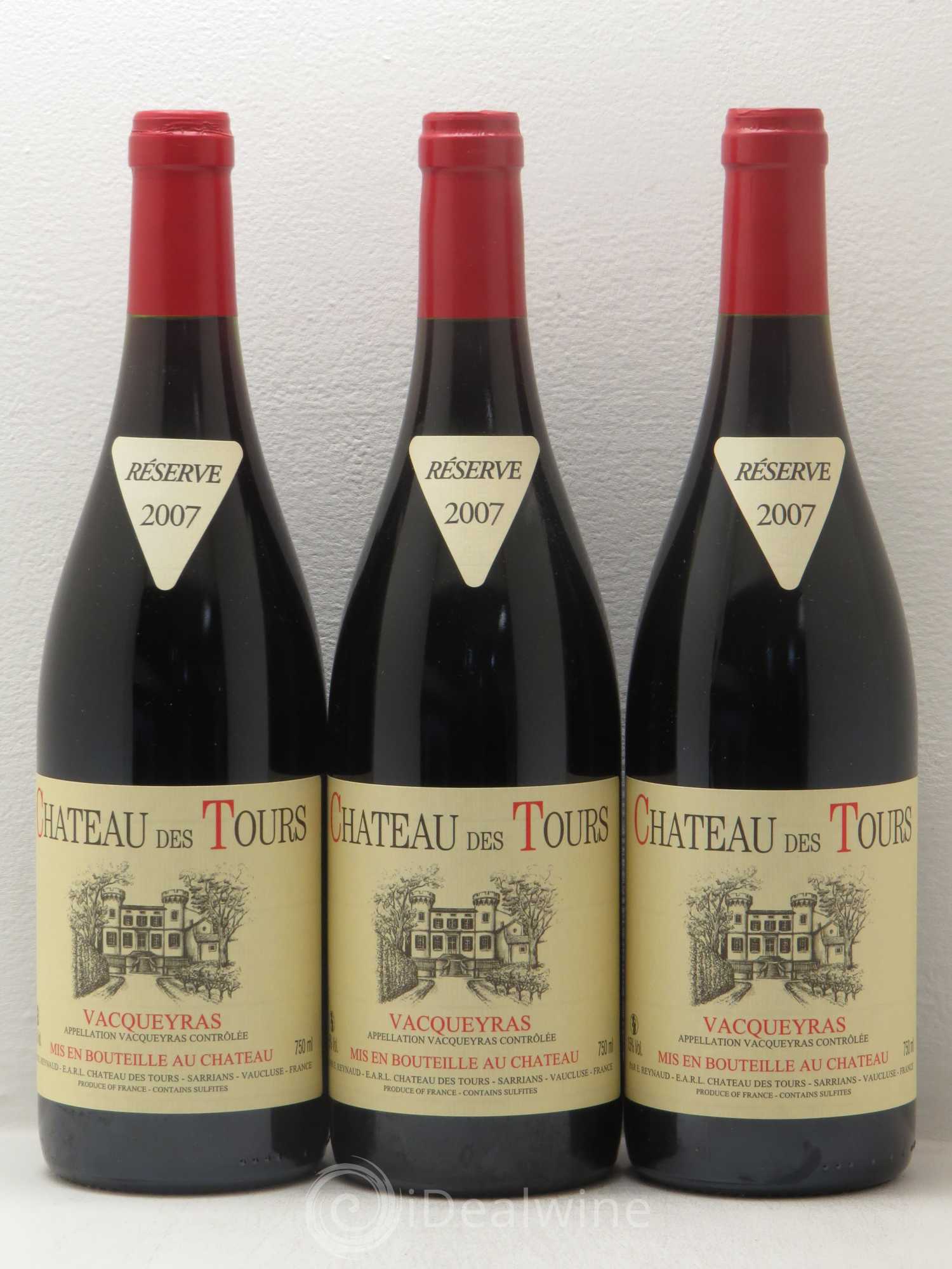 Vacqueyras Château des Tours Emmanuel Reynaud 2007 - Lot de 3 bouteilles - 0