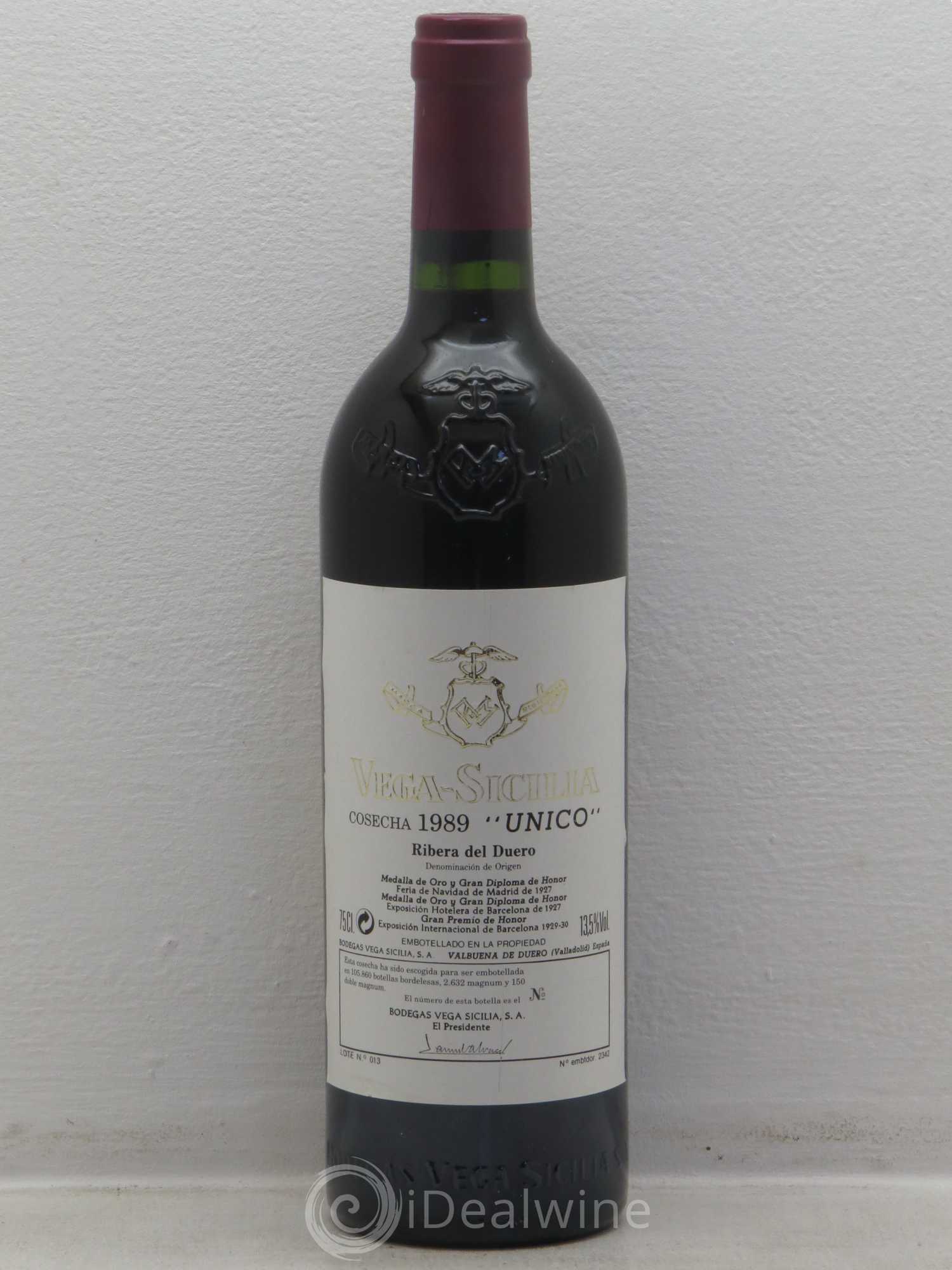 Ribera Del Duero DO Vega Sicilia Unico Famille Alvarez 1989 - Lot de 1 bouteille - 0