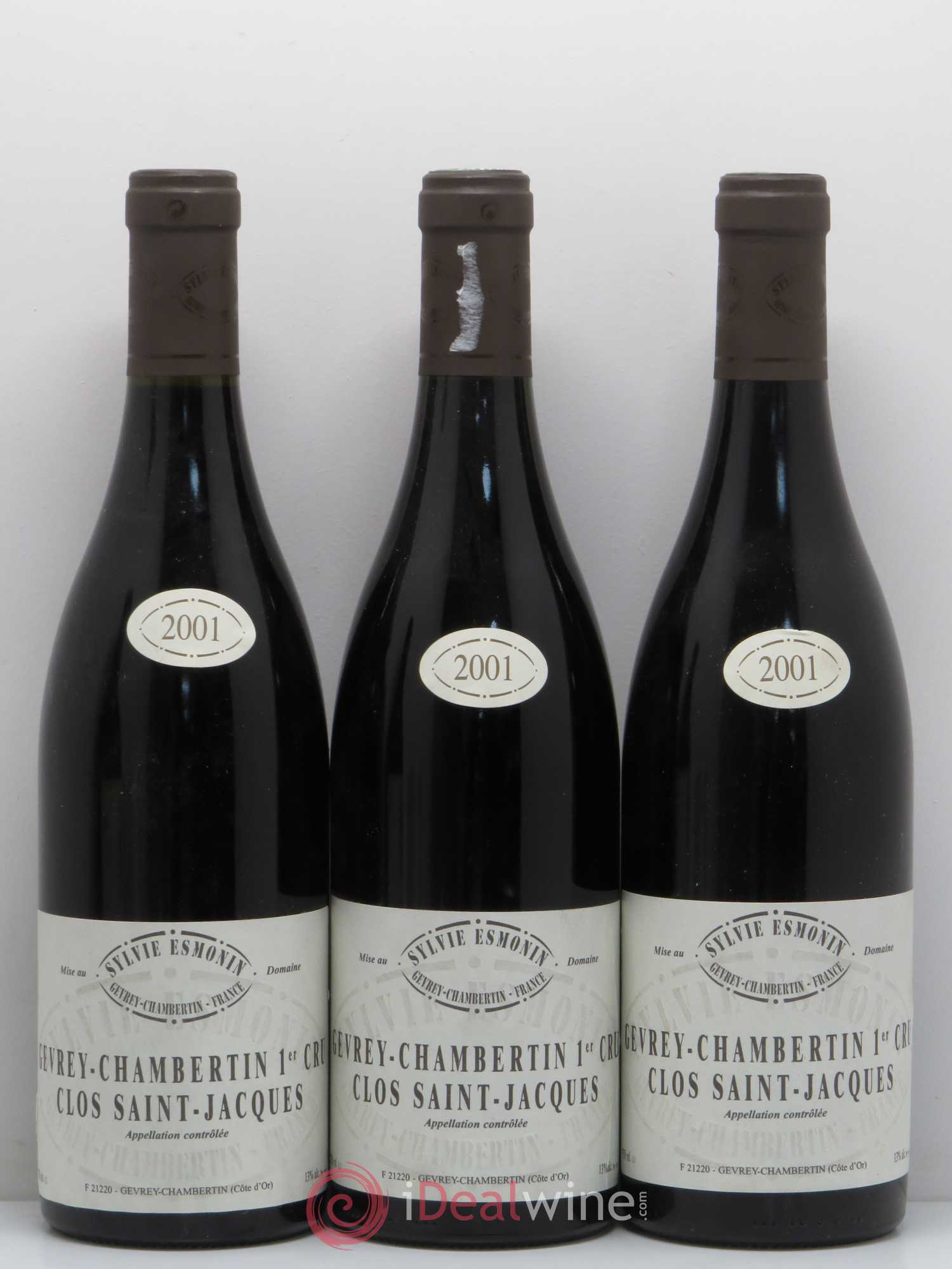 Gevrey-Chambertin 1er Cru Clos Saint Jacques Sylvie Esmonin 2001 - Lotto di 3 bottiglie - 0