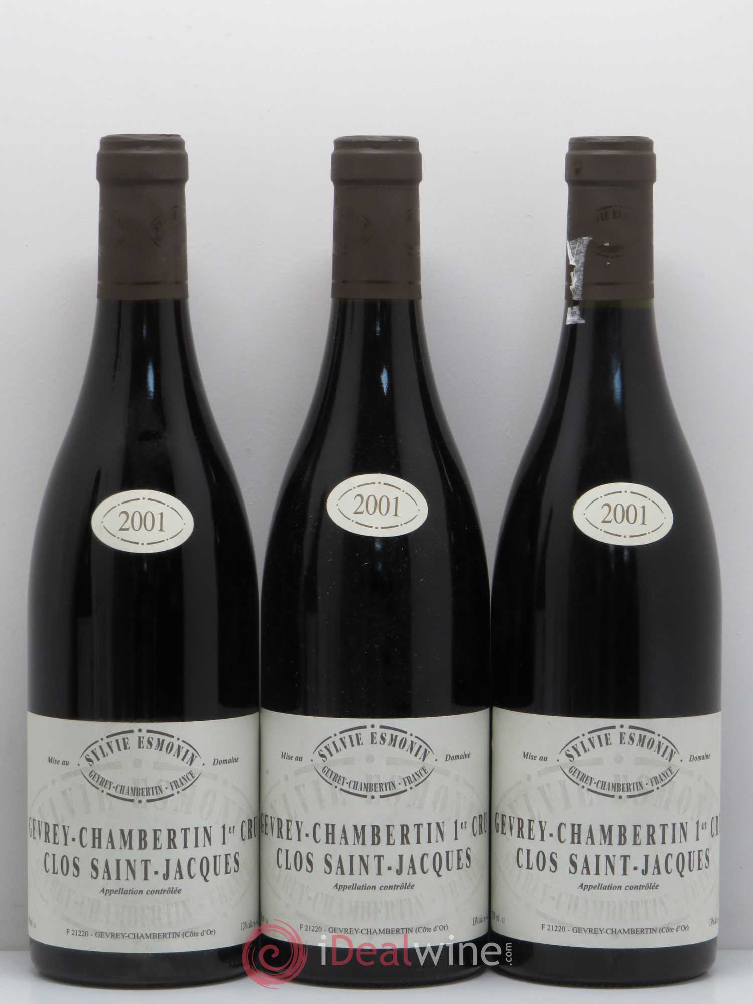 Gevrey-Chambertin 1er Cru Clos Saint Jacques Sylvie Esmonin 2001 - Lot de 3 bouteilles - 0