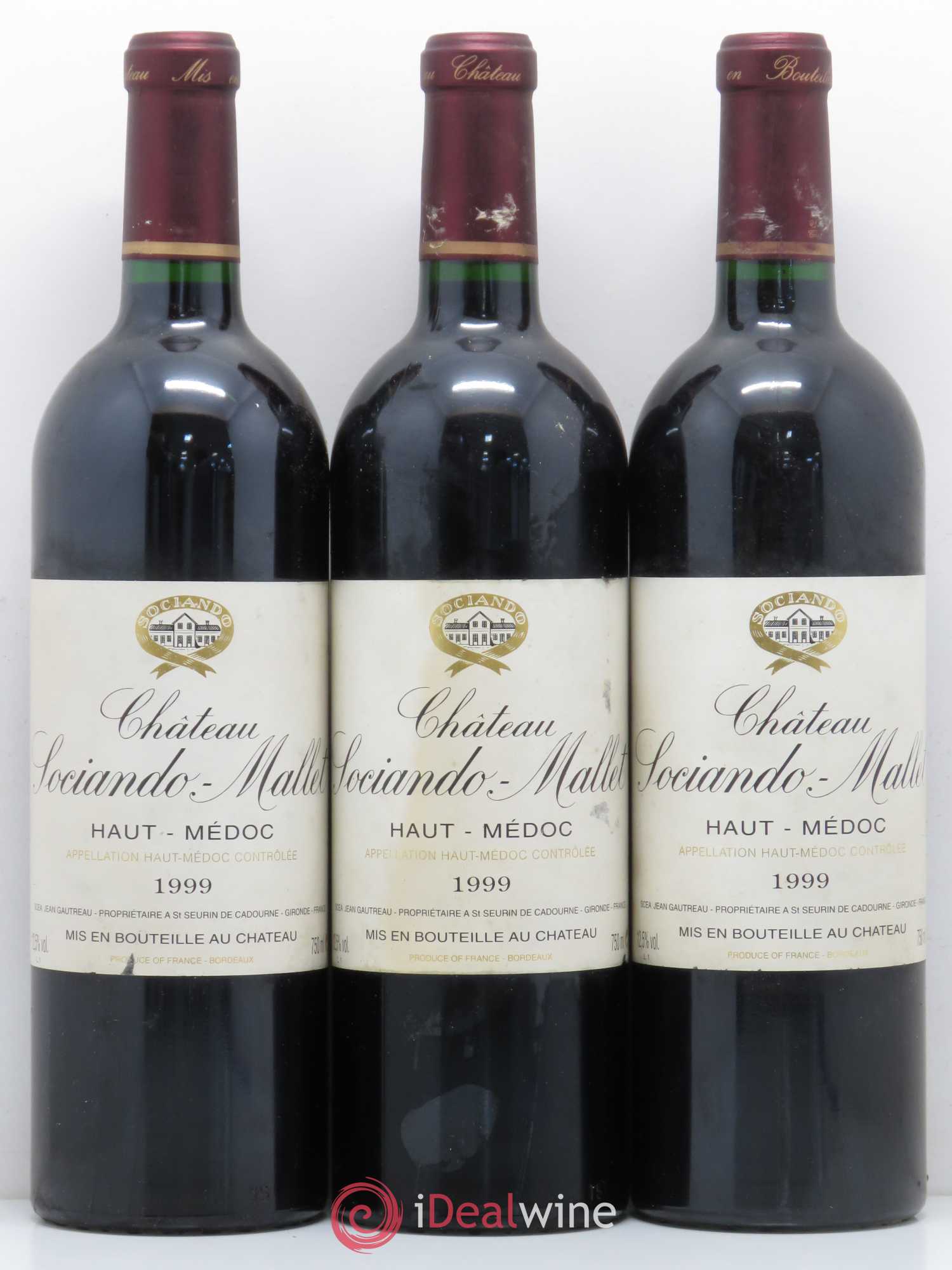 Château Sociando Mallet 1999 - Lot de 3 bouteilles - 0