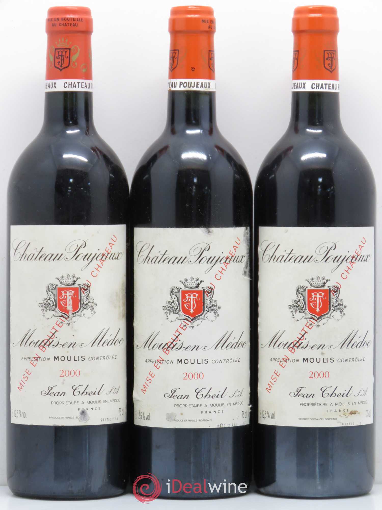 Château Poujeaux 2000 - Lot de 3 bouteilles - 0