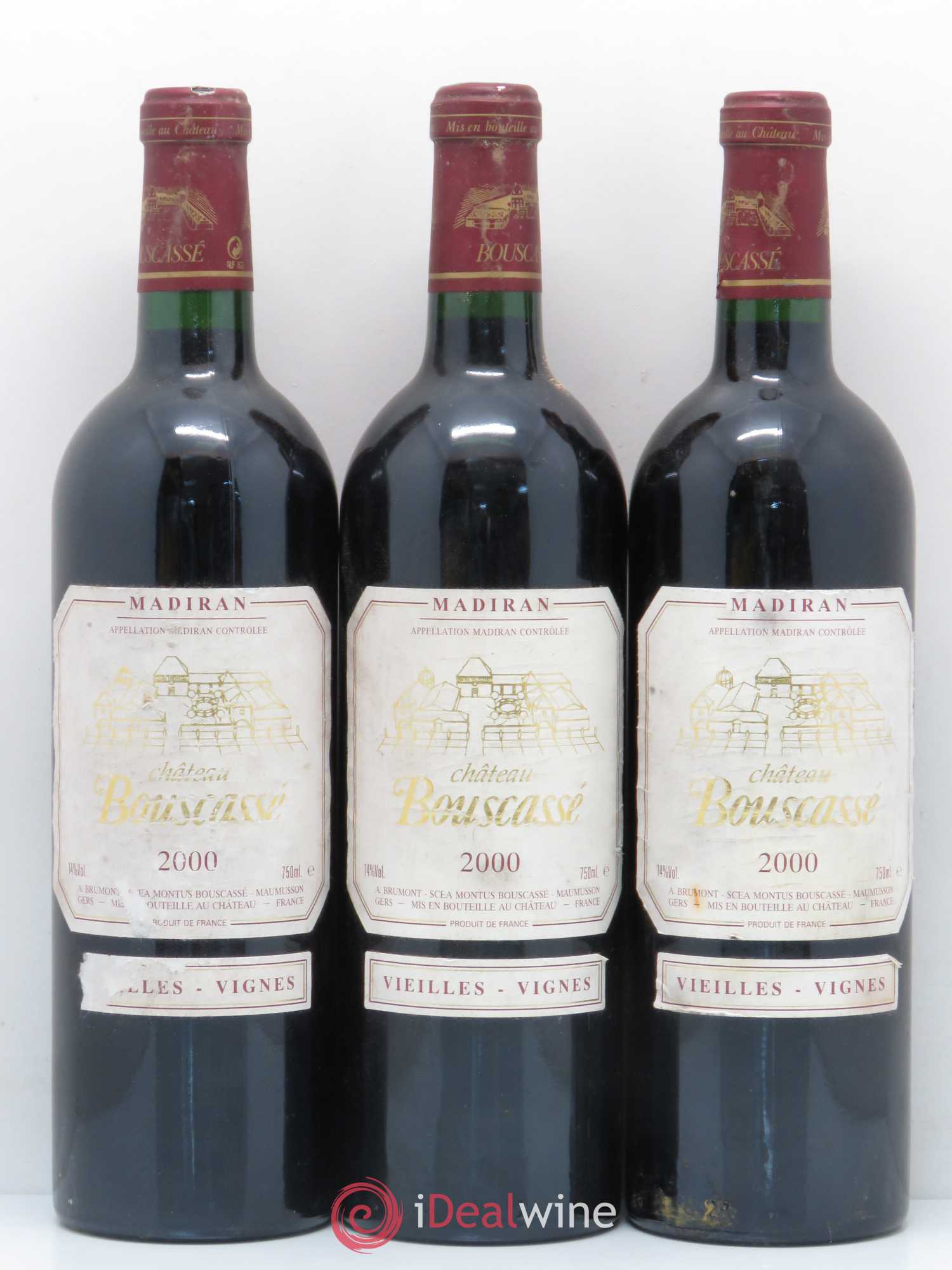 Madiran Vieilles Vignes Château Bouscassé - Alain Brumont 2000 - Lot de 3 bouteilles - 0