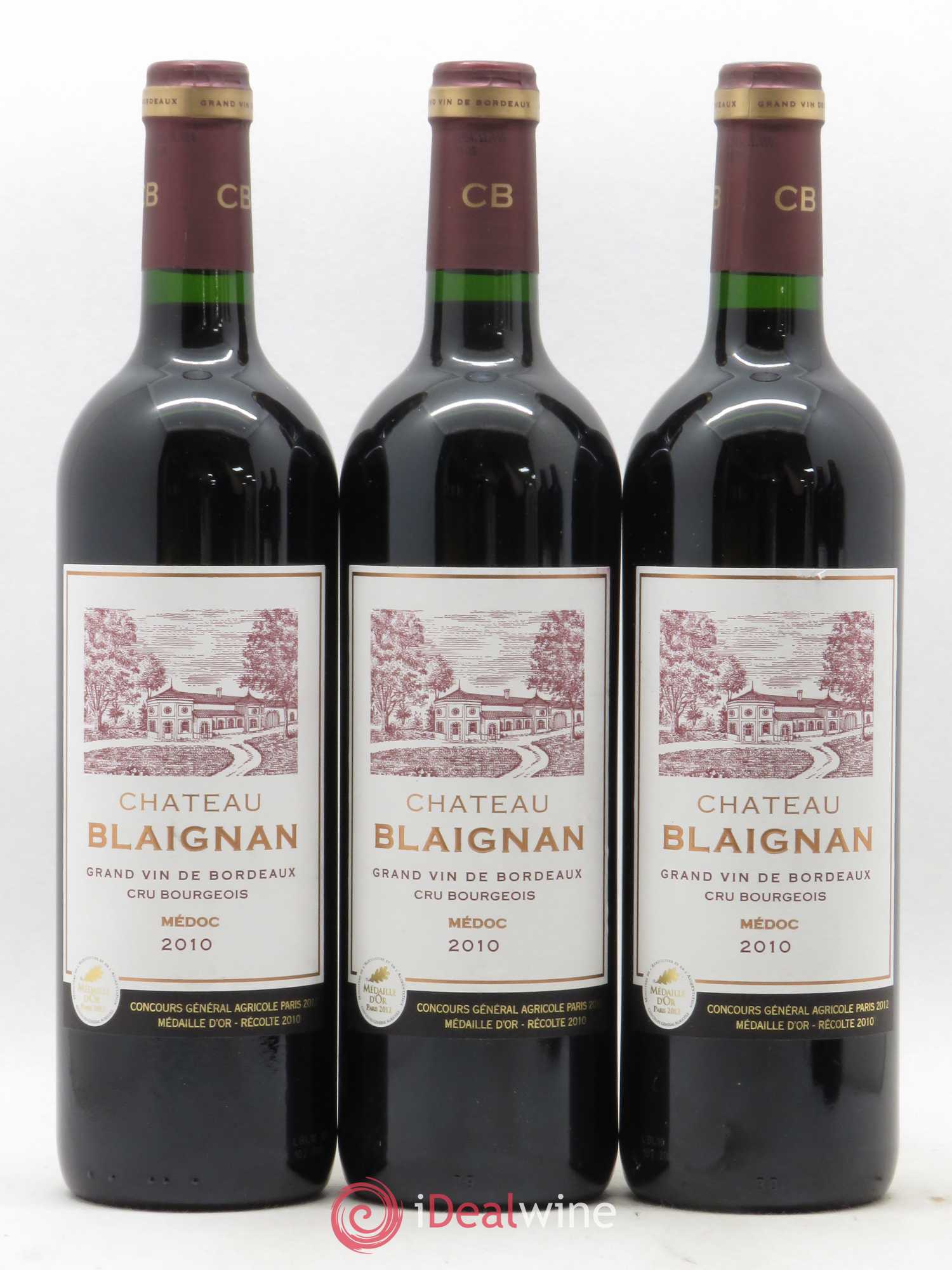 Château Blaignan Cru Bourgeois (sans prix de réserve) 2010 - Lot de 5 bouteilles - 1