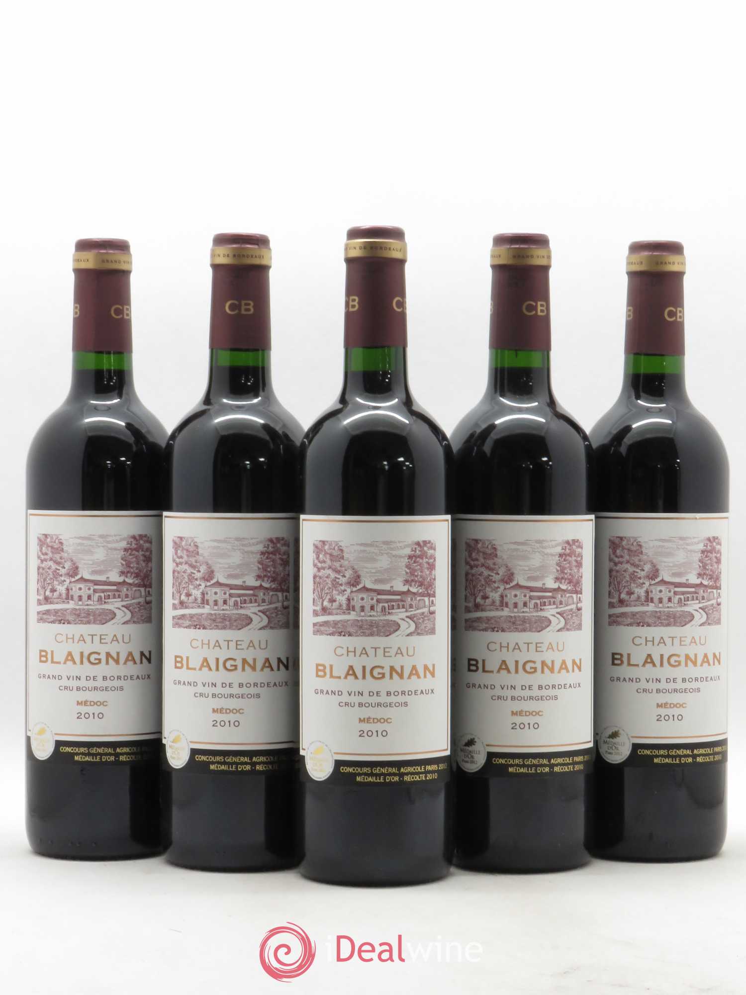 Château Blaignan Cru Bourgeois (sans prix de réserve) 2010 - Lot de 5 bouteilles - 0