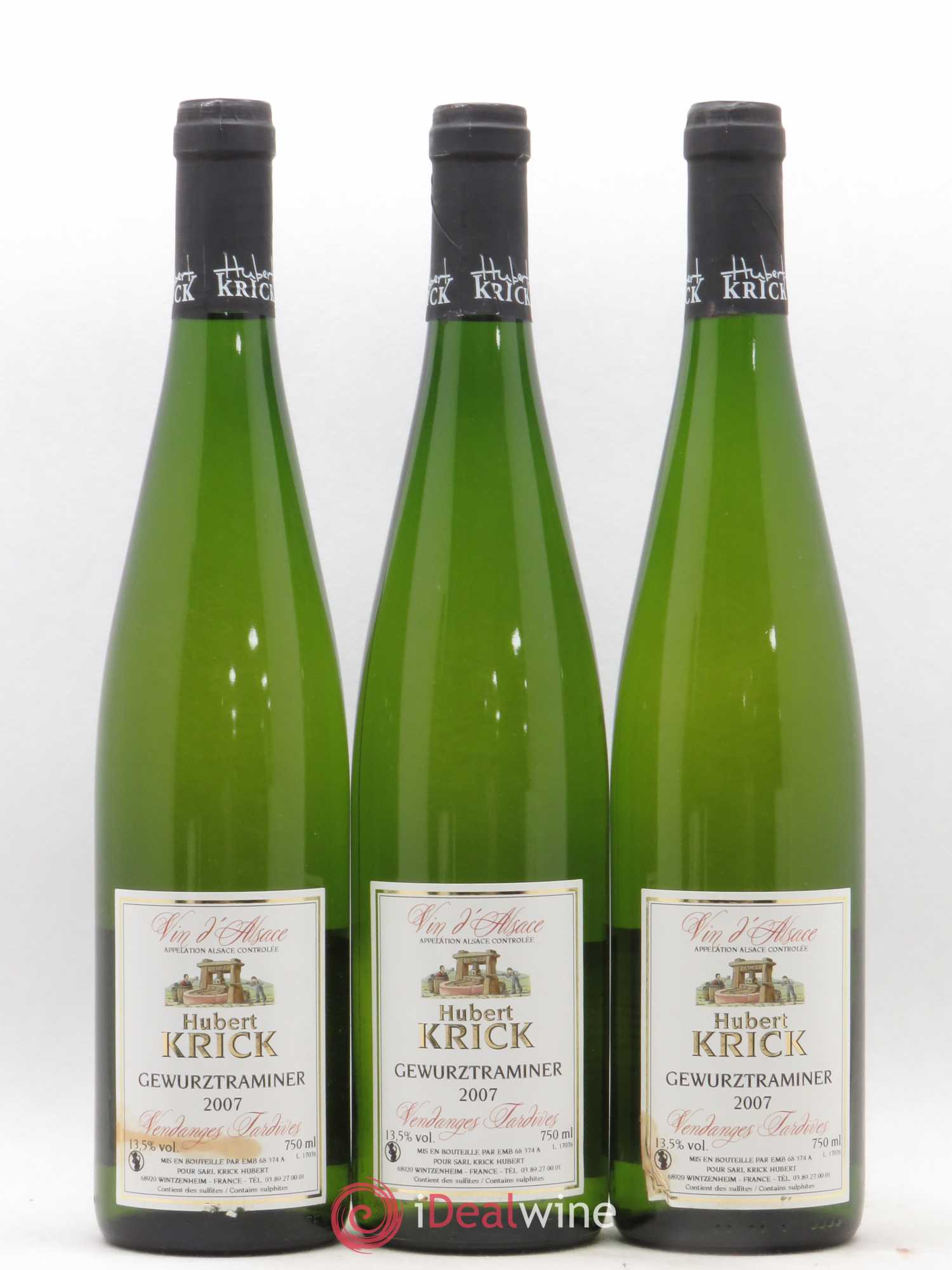Gewurztraminer Vendanges Tardives Hubert Krick (sans prix de réserve) 2007 - Lotto di 3 bottiglie - 0