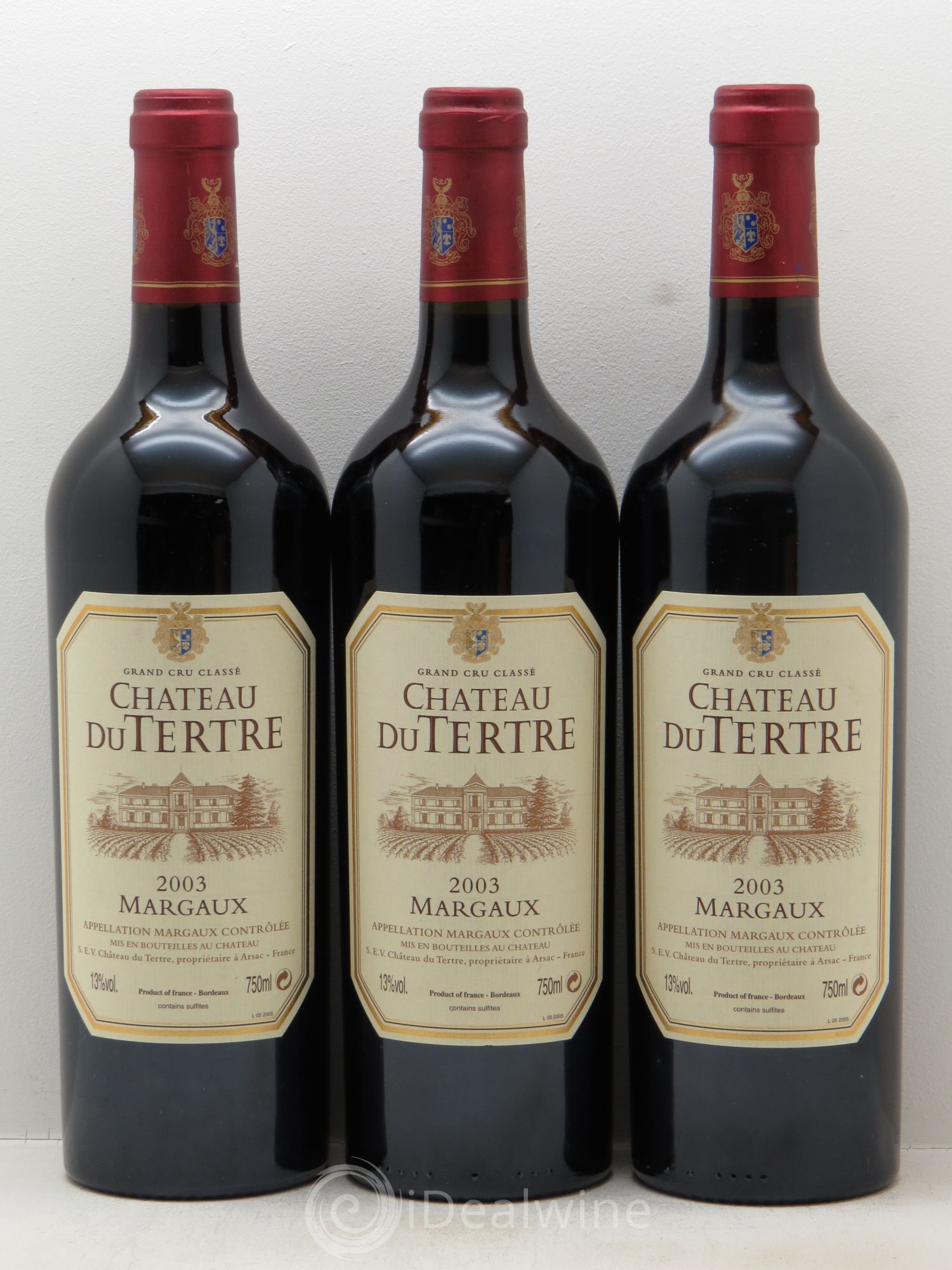 Château du Tertre 5ème Grand Cru Classé 2003 - Lot de 3 bouteilles - 0