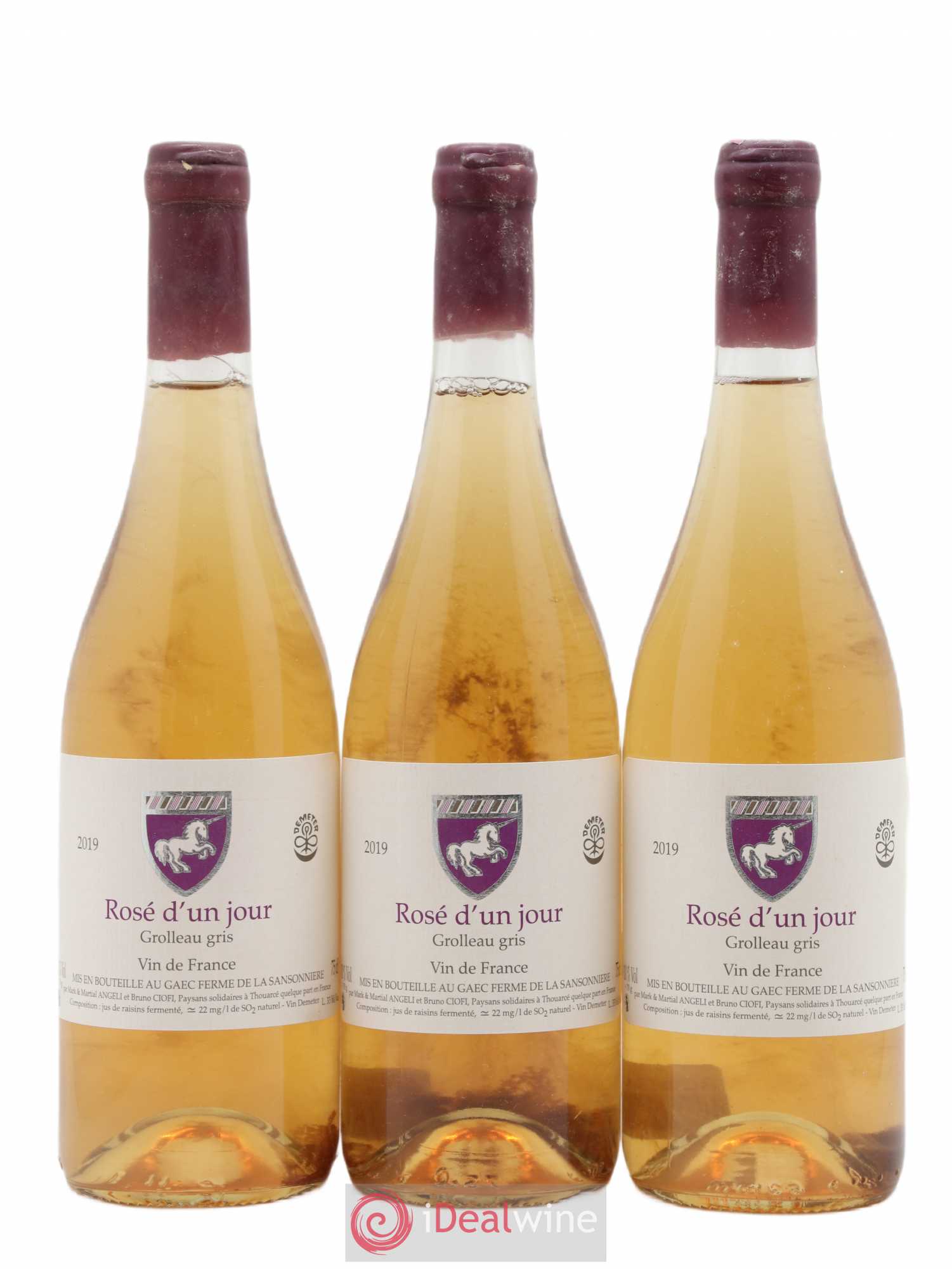 Vin de France Rosé d'un jour Mark Angeli Ferme de la Sansonnière (sans prix de réserve) 2019 - Posten von 3 Flaschen - 0