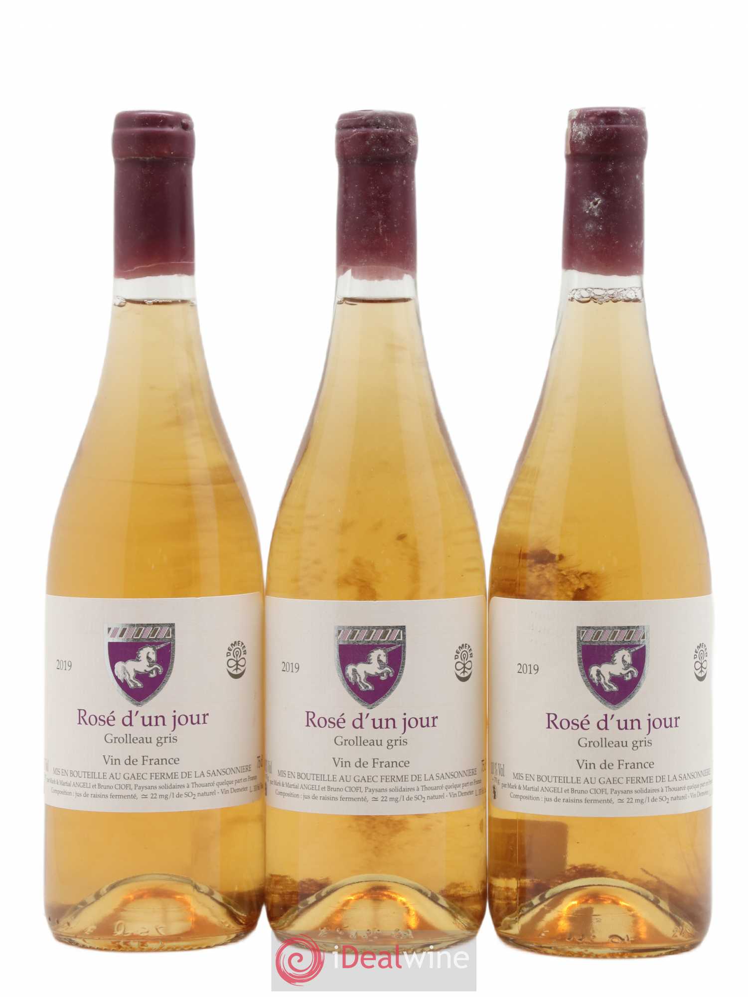 Vin de France Rosé d'un jour Mark Angeli Ferme de la Sansonnière 2019 - Lotto di 3 bottiglie - 0