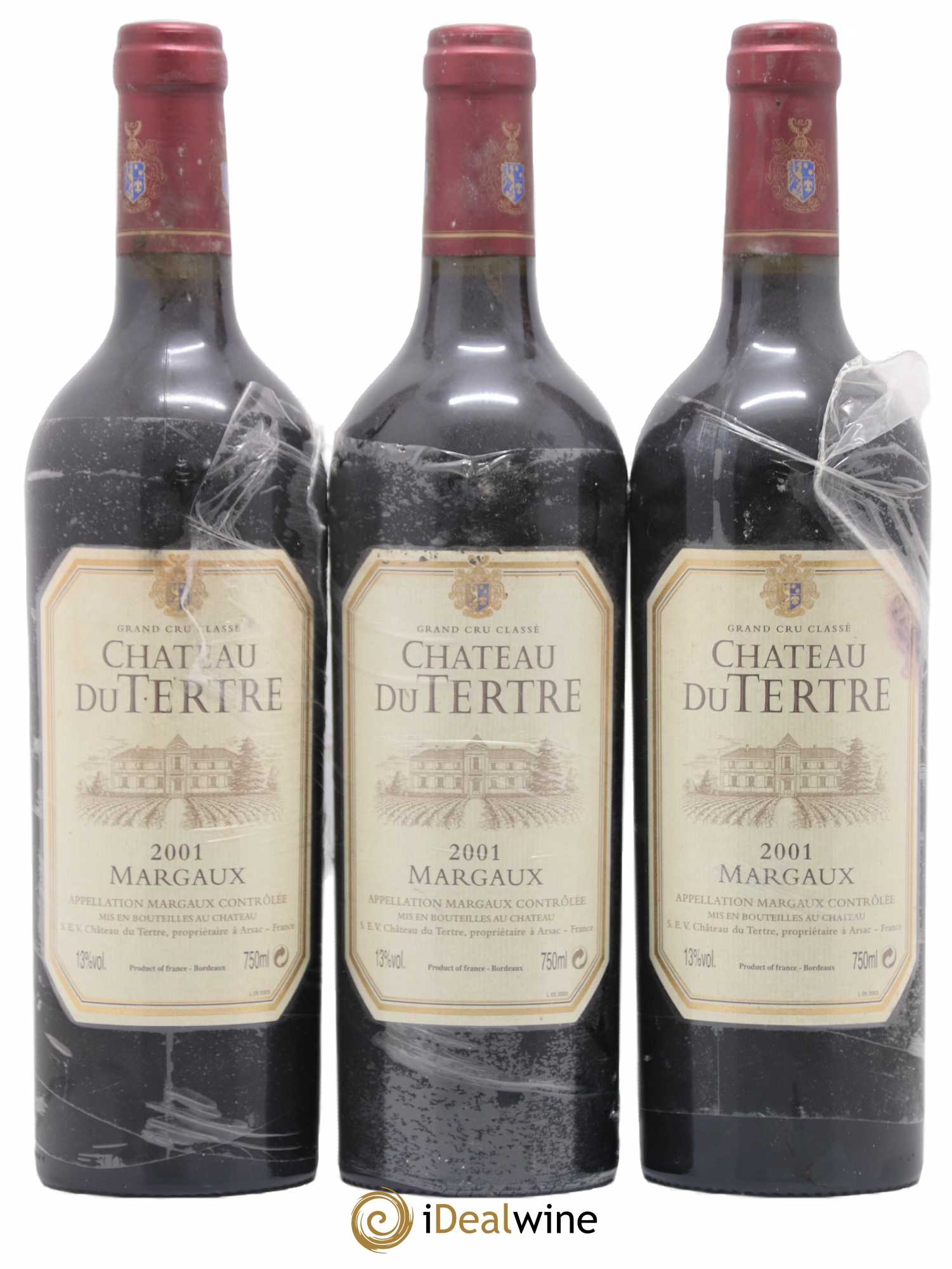 Château du Tertre 5ème Grand Cru Classé 2001 - Lot de 3 bouteilles - 0