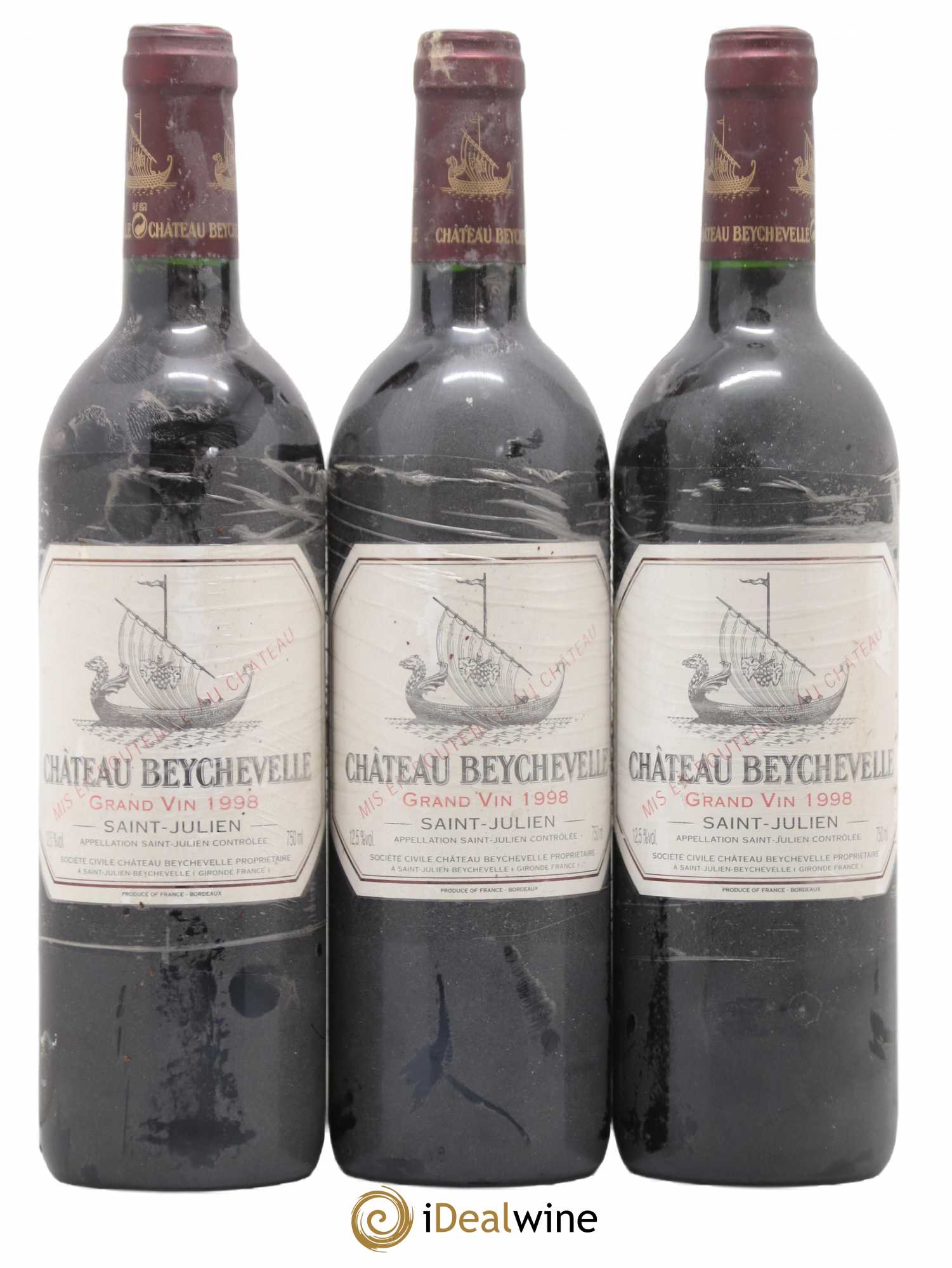 Château Beychevelle 4ème Grand Cru Classé 1998 - Lot de 3 bouteilles - 0