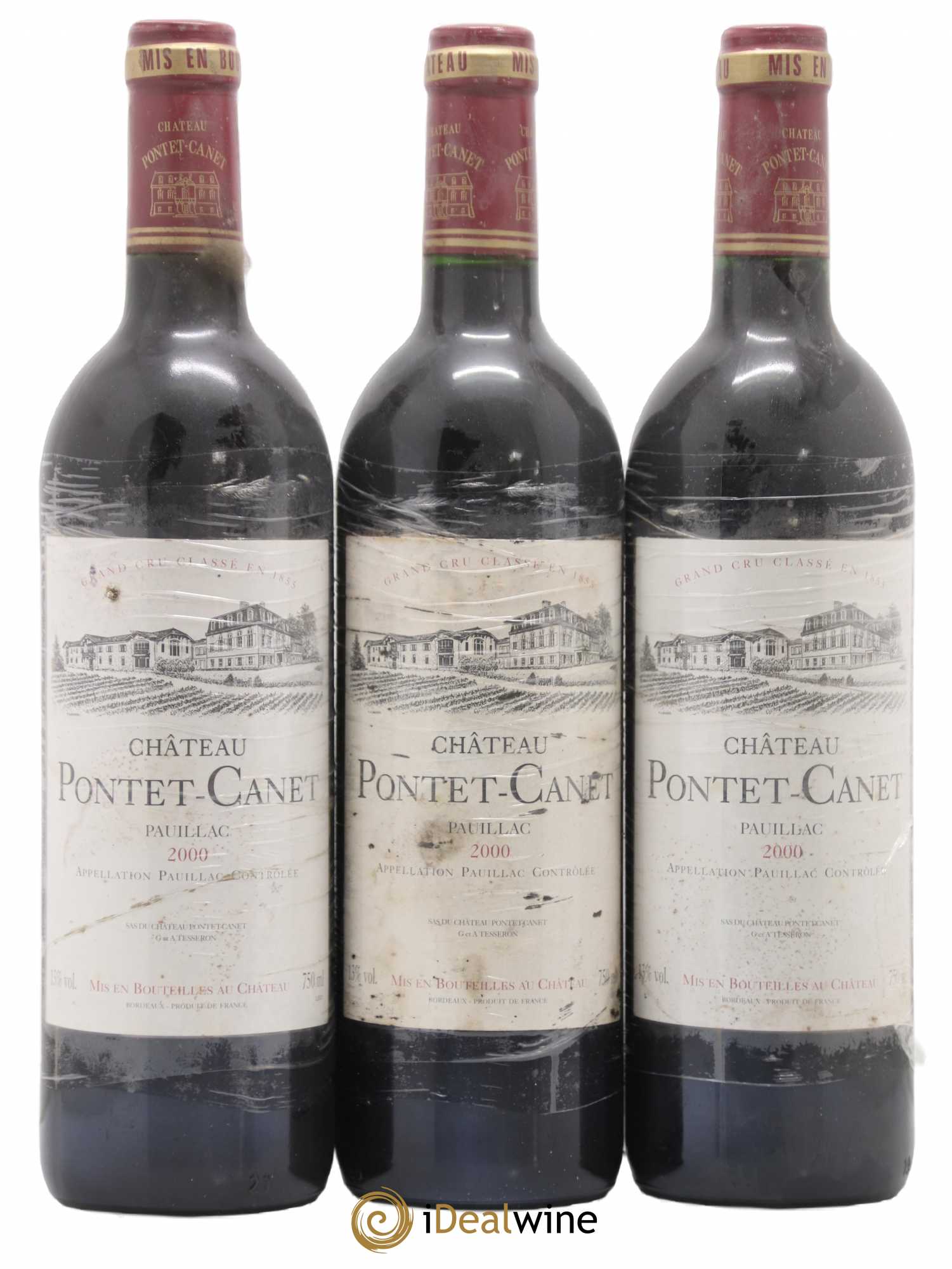 Château Pontet Canet 5ème Grand Cru Classé 2000 - Lot de 3 bouteilles - 0