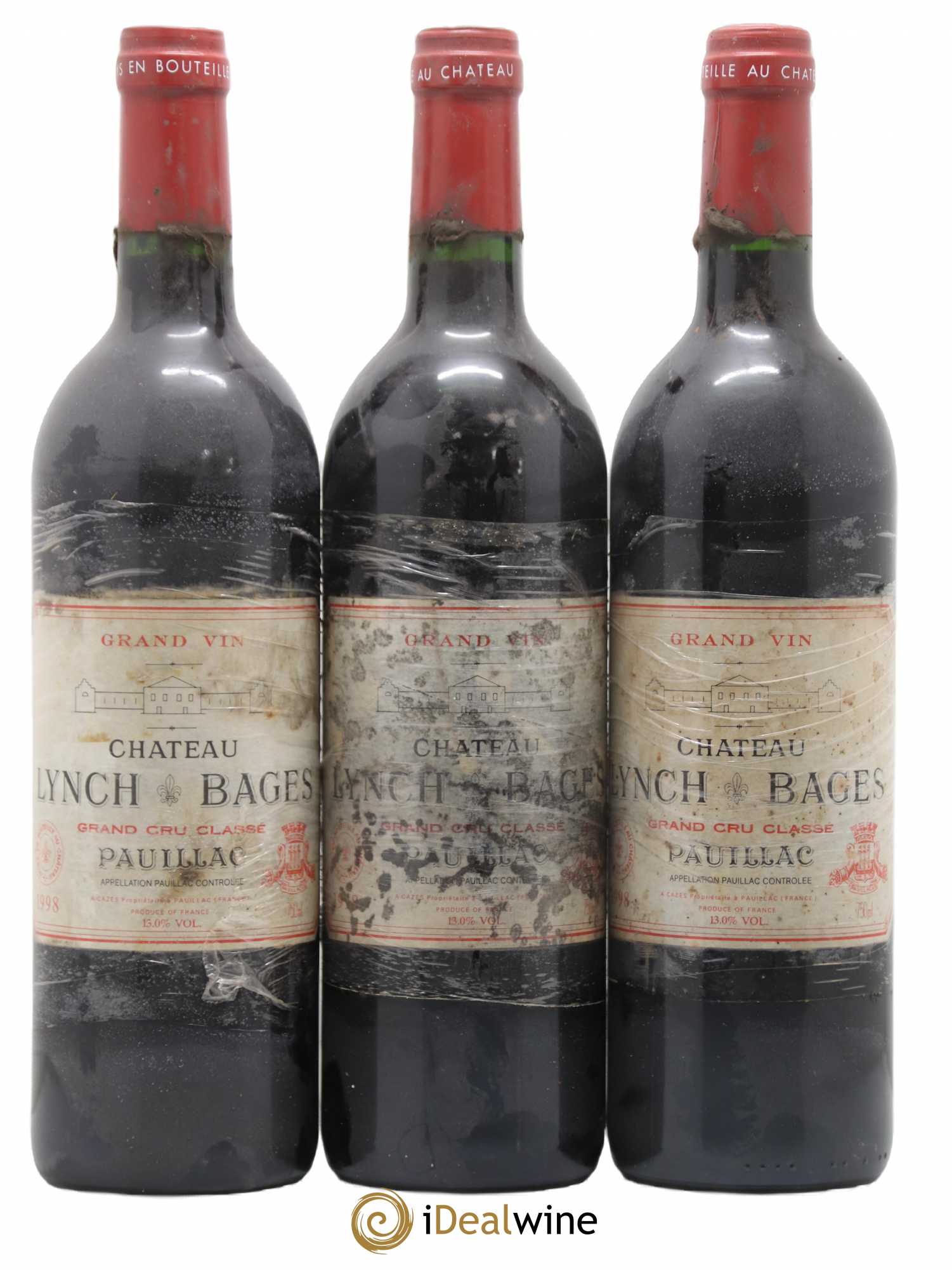 Château Lynch Bages 5ème Grand Cru Classé 1998 - Lot de 3 bouteilles - 0