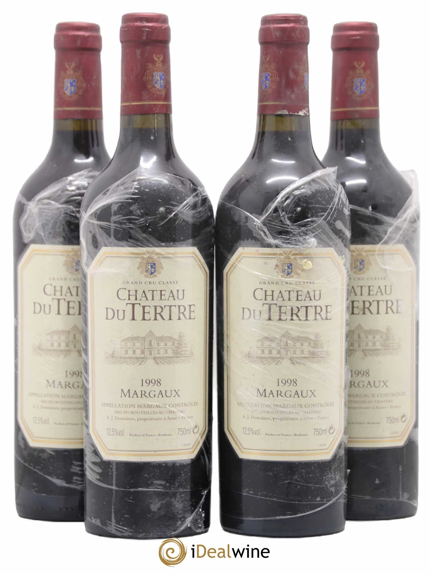 Château du Tertre 5ème Grand Cru Classé 1998 - Lot de 4 bouteilles - 0