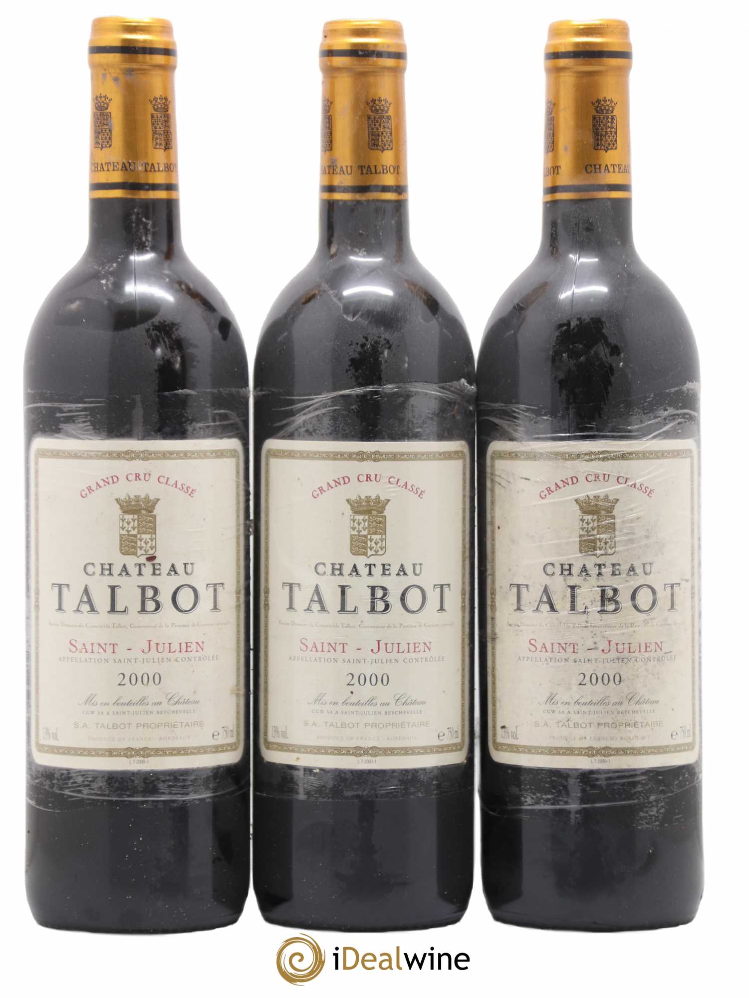 Château Talbot 4ème Grand Cru Classé 2000 - Lot de 3 bouteilles - 0