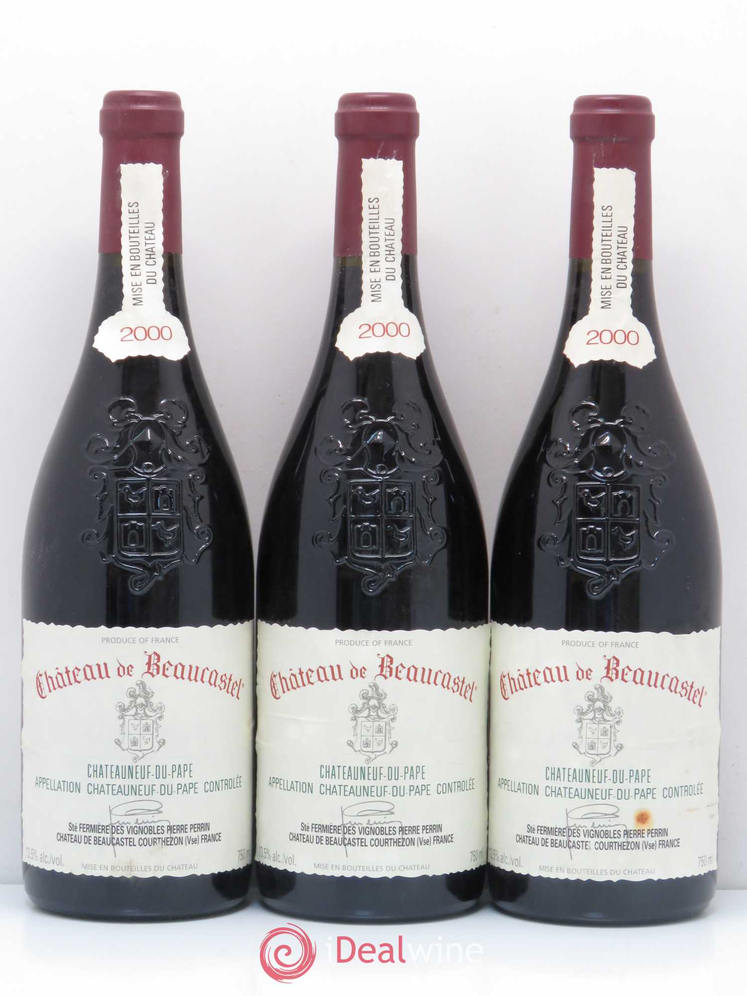 Châteauneuf-du-Pape Château de Beaucastel Pierre Perrin 2000 - Posten von 3 Flaschen - 0